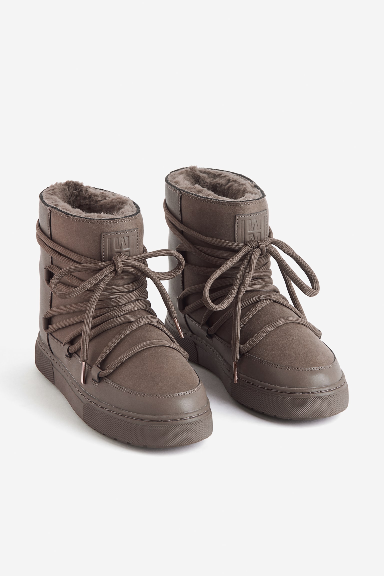 Padded Lace Up Boots - Dark beige/Black - 5