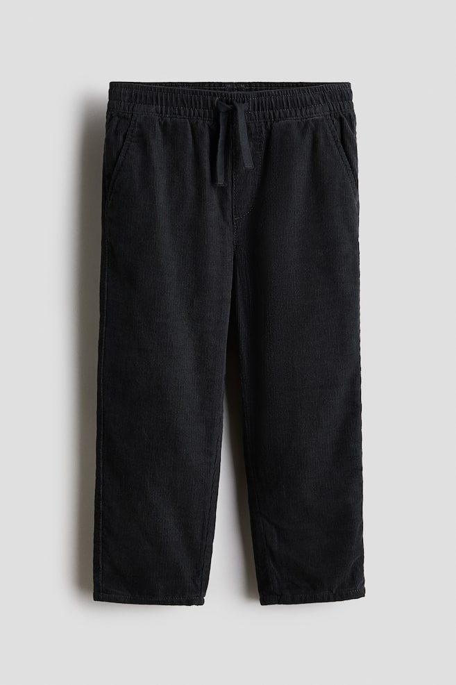 Pantaloni din catifea reiată căptușiți - Gri-închis - 1