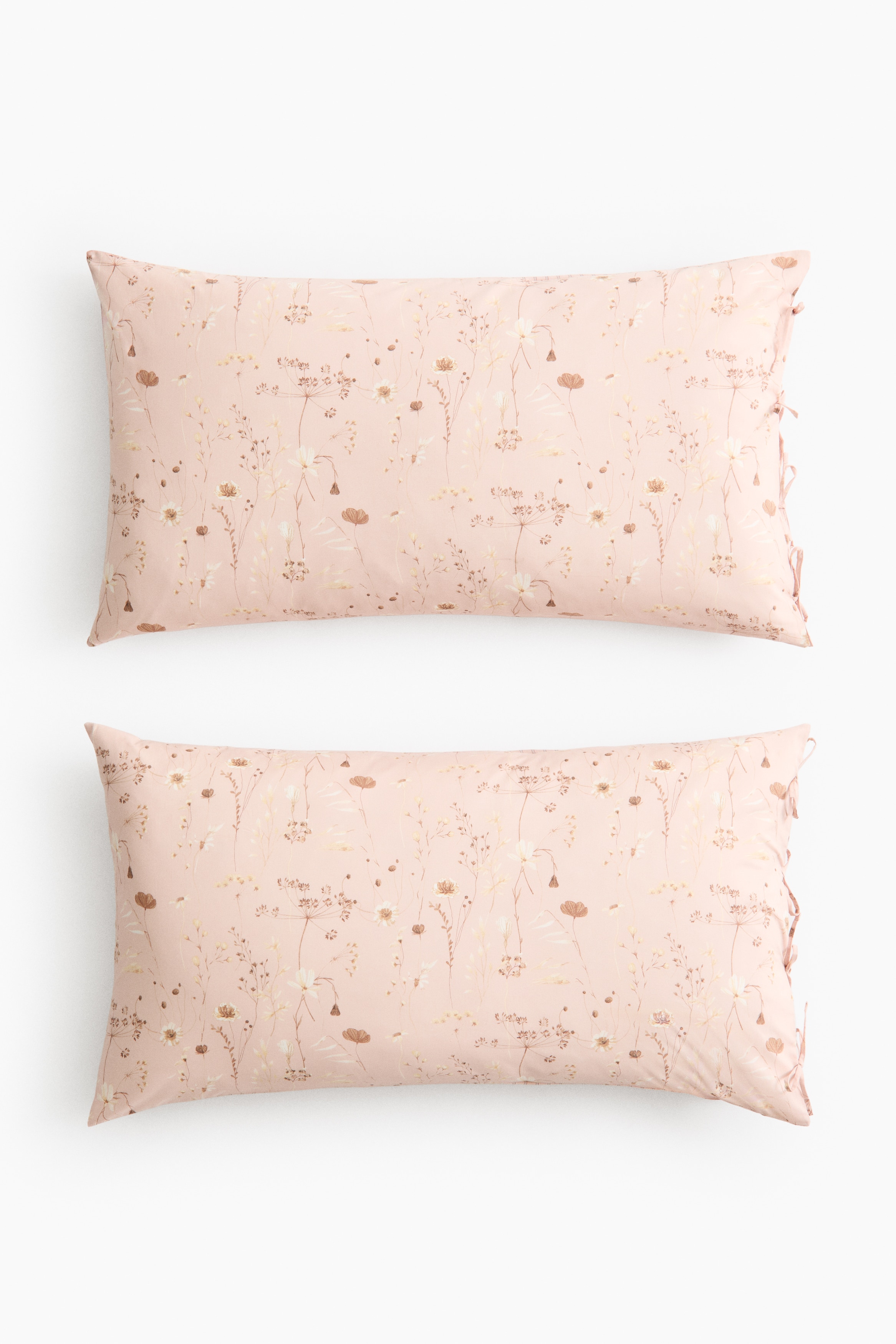 Federe floreali 2 pezzi - Rosa cipria/fiori/Beige chiaro/fiori