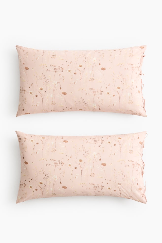 2-Pack Floral Pillowcases - Powder pink/floral/Light beige/floral - 1