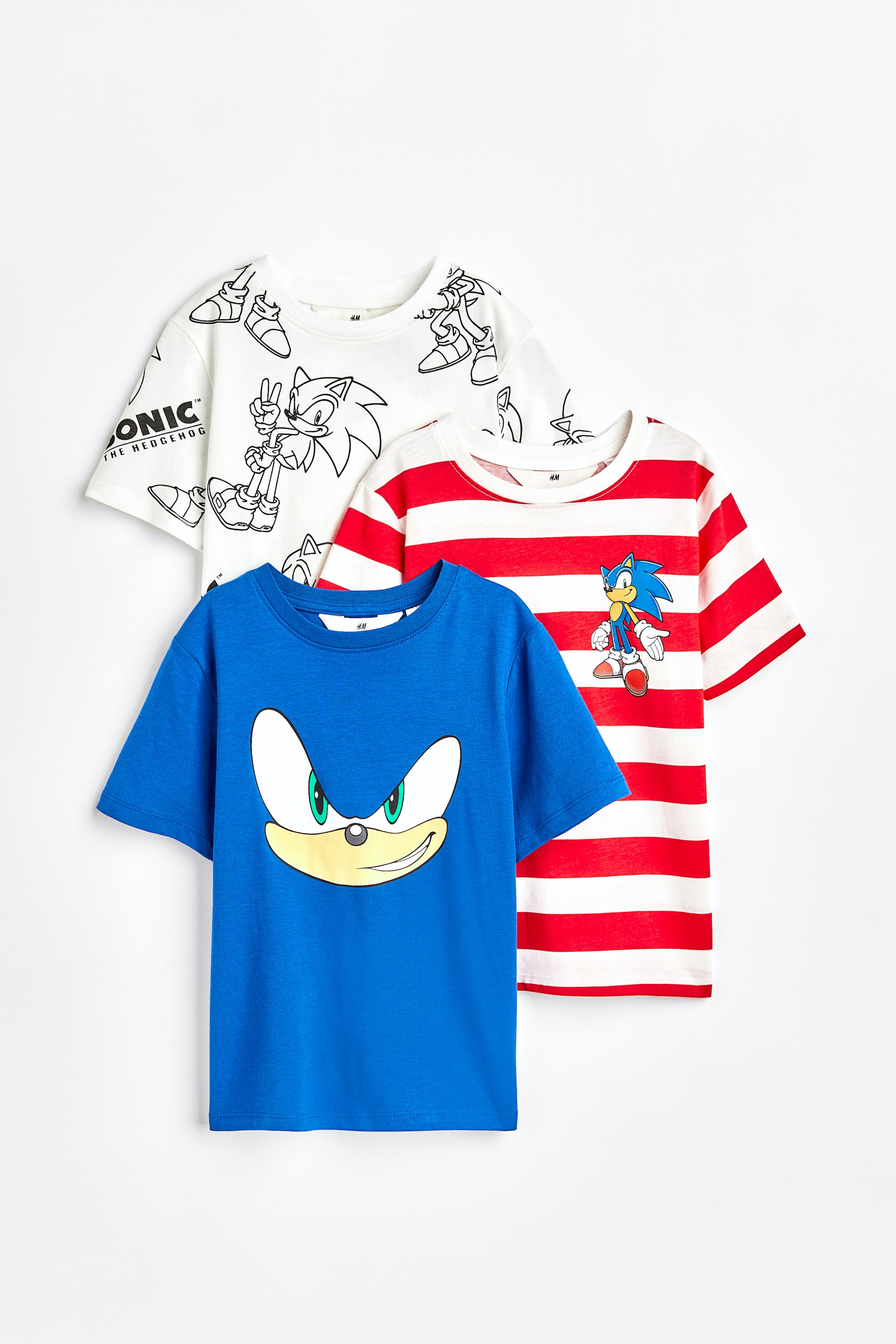 View larger image: 3-pack printed T-shirts - Blue/Sonic the Hedgehog - Kids | H&M HK 1