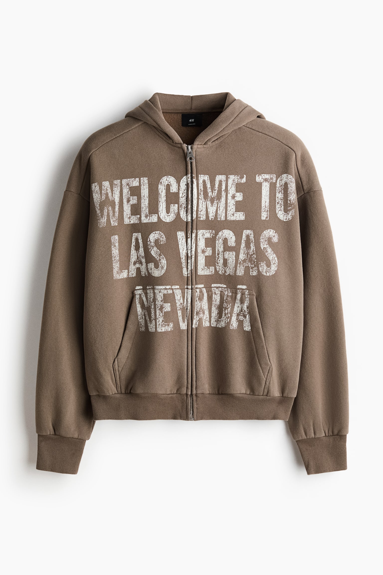 קפוצ'ון עם רוכסן והדפס Oversized Fit - חום-אפור/Las Vegas/חום כהה/Athletic Dept/שחור משופשף/K.O/כחול מאובק/Westcoast - 1
