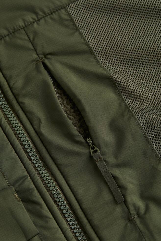 Regular Fit Fleece sports jacket - Dark khaki green/Dark orange/Black - 9