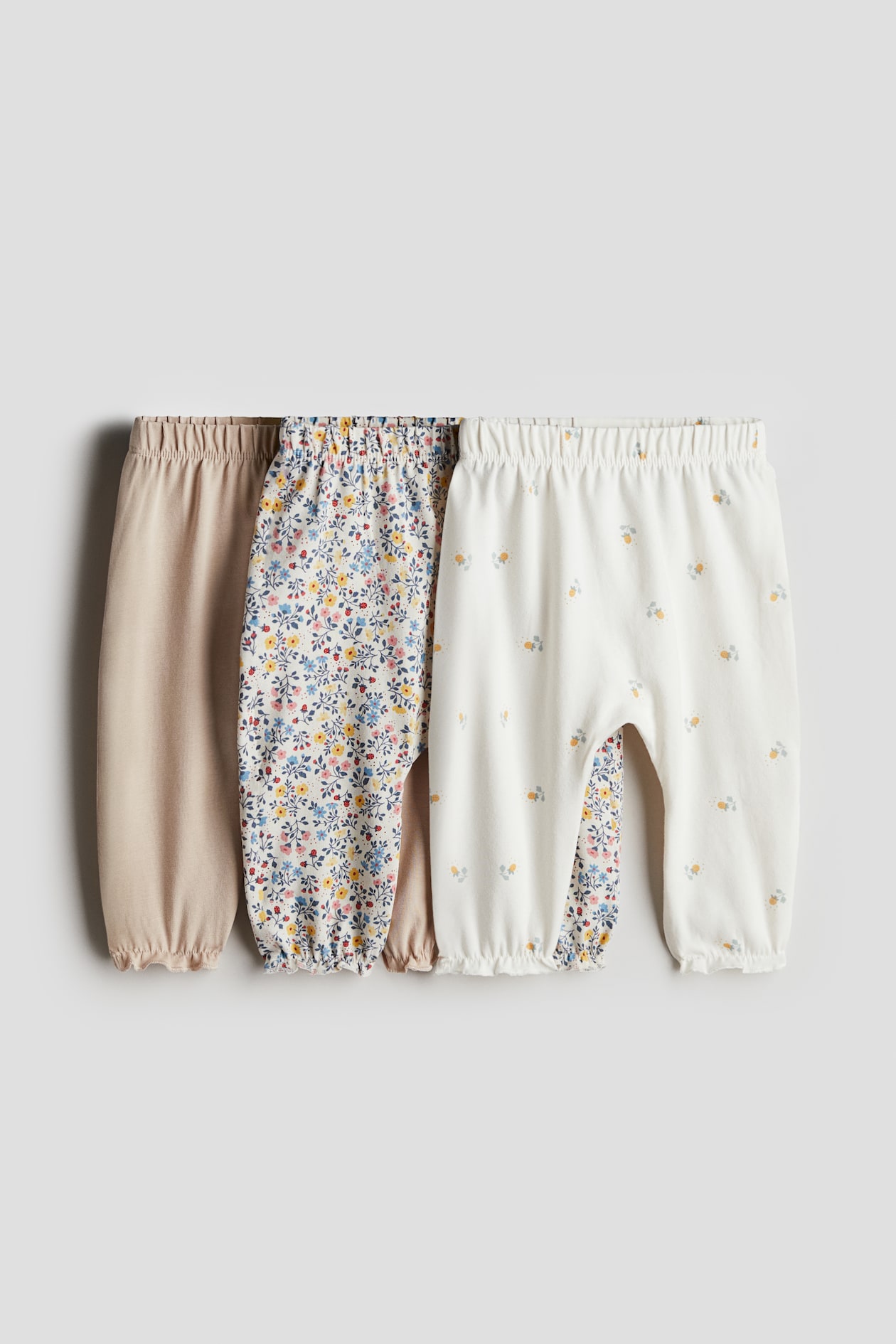 3-pak bukser i bomuld - Beige/Blomstret - BØRN | H&M DK