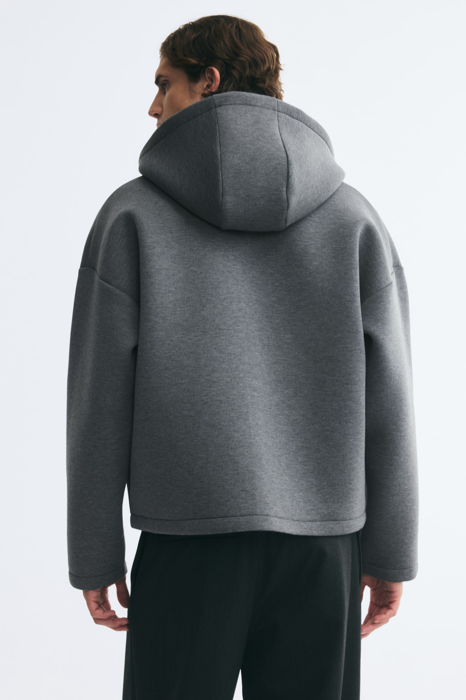 Мужская куртка H&M Oversized Scuba Hooded, цвет: Тёмный серый меланжевый — фото 5