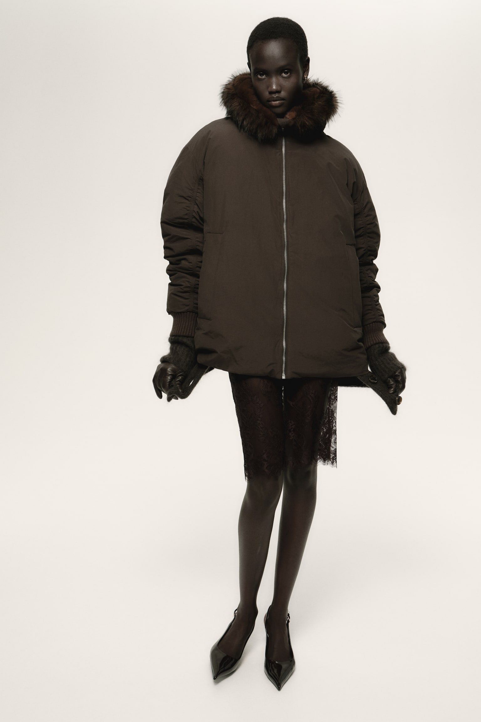 Padded jacket - Dark brown - 1