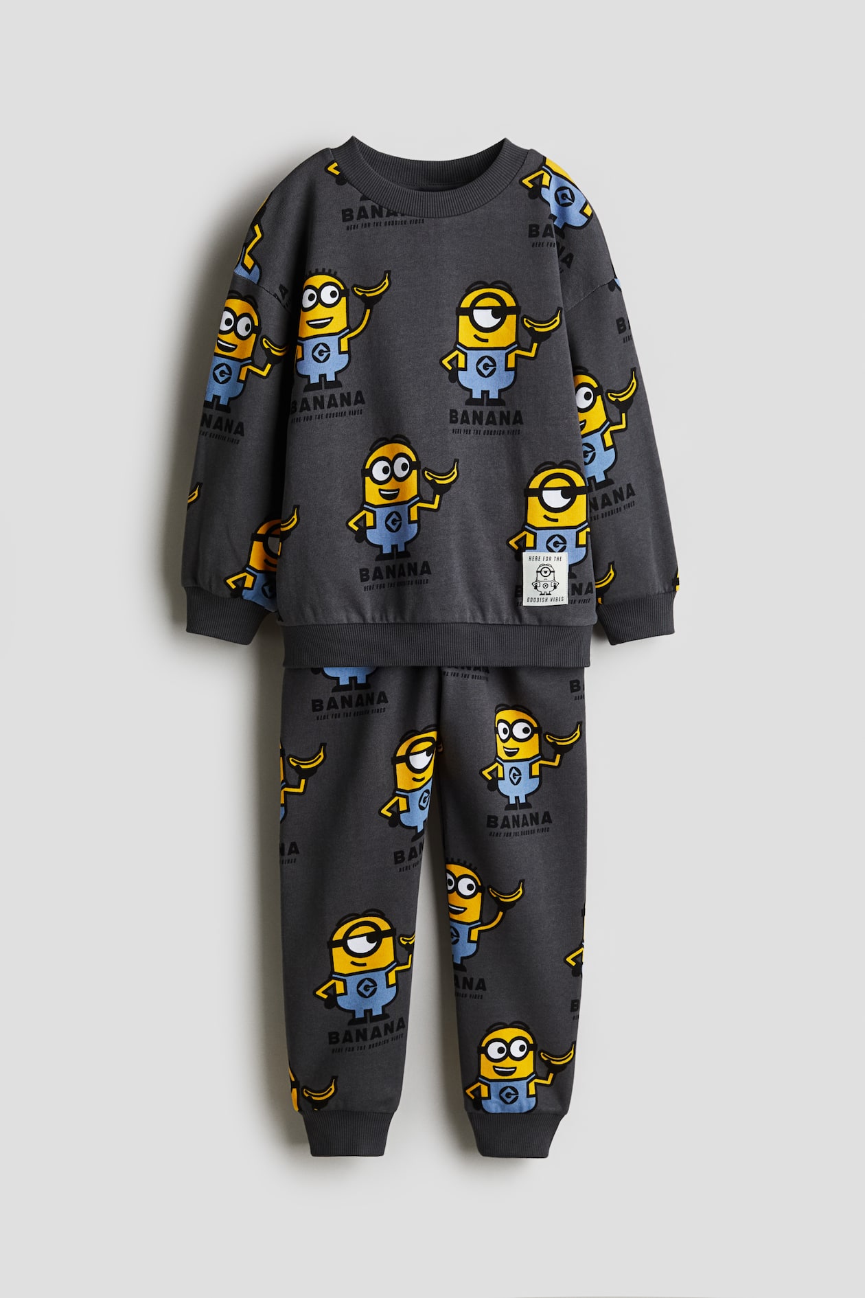 Conjunto estampado de piezas en tejido sudadera Gris oscuro