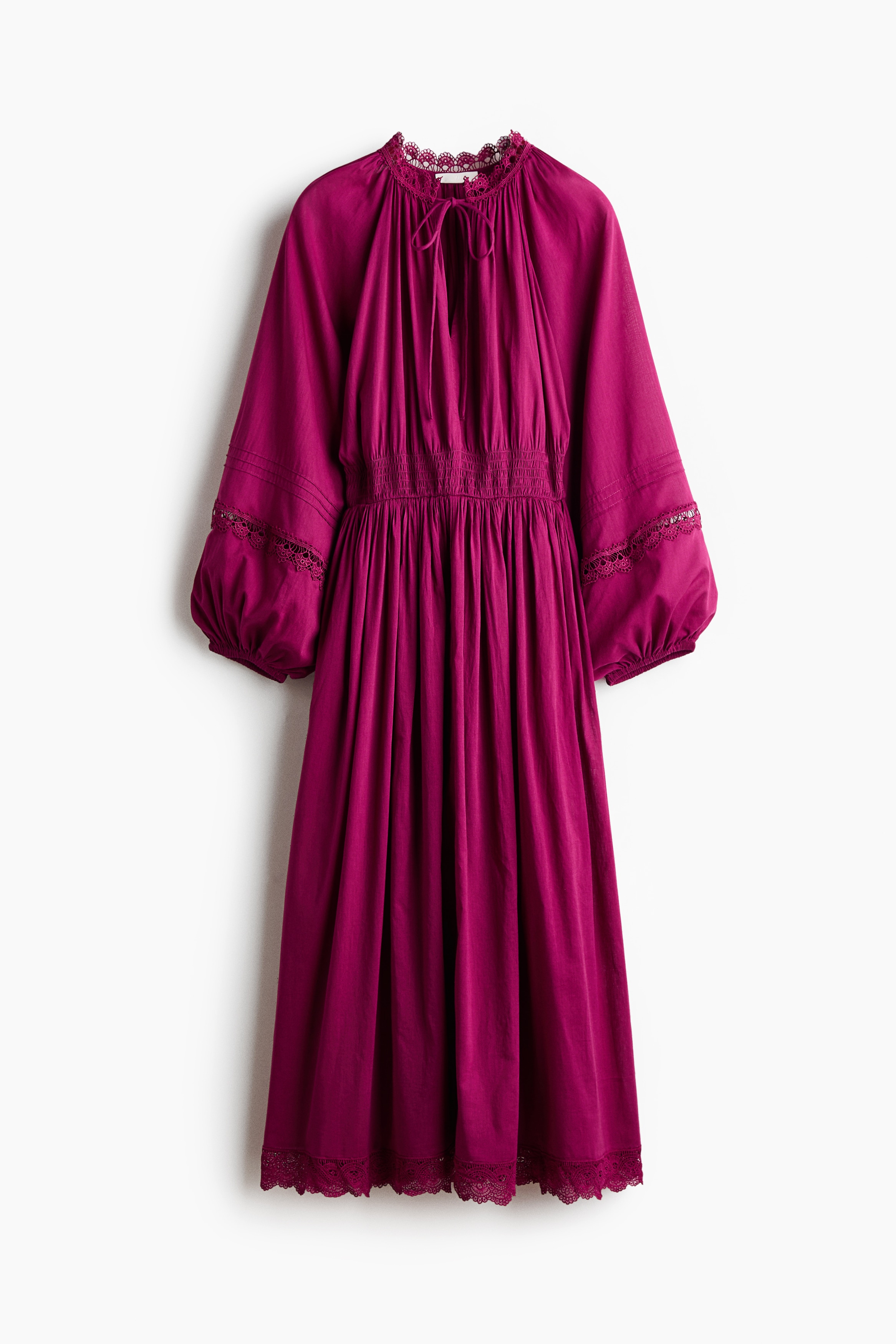Lace-trimmed tie-detail dress
