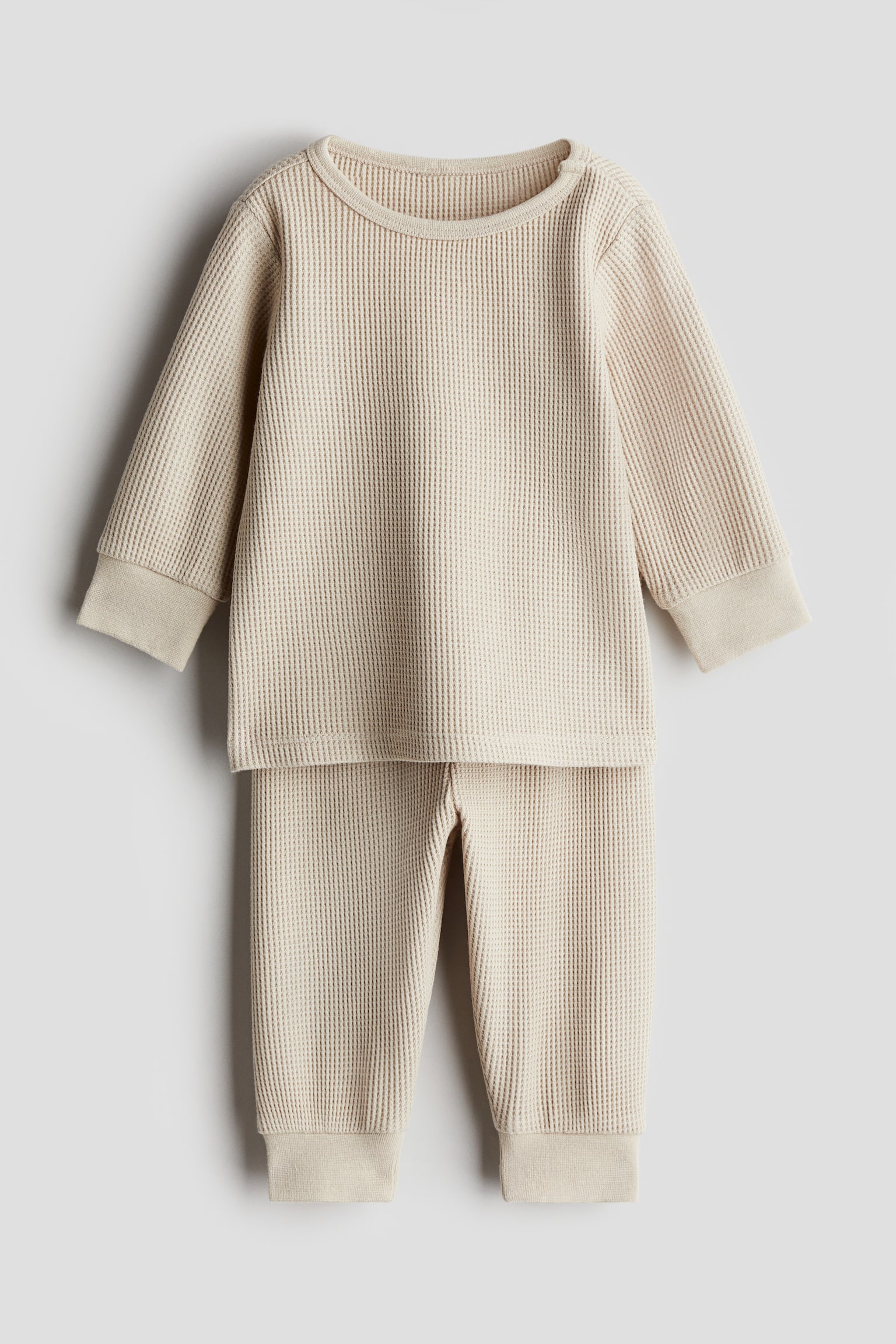 Waffled cotton set - Beige/Khakigrön/Mörkgrå - 4