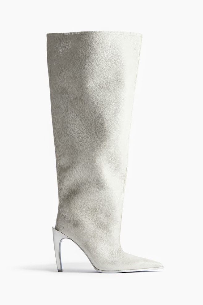 Oversized leather boots - White - 1