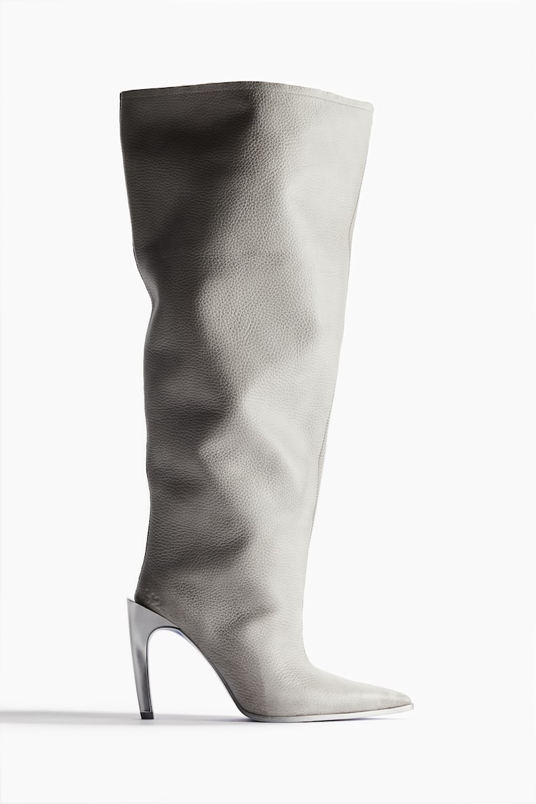 Oversized leather boots White Ladies H&M GB