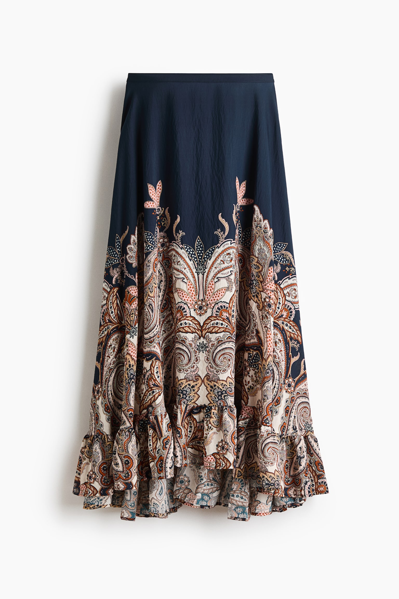 Frill-trimmed maxi skirt - Dark blue/Paisley pattern - 2