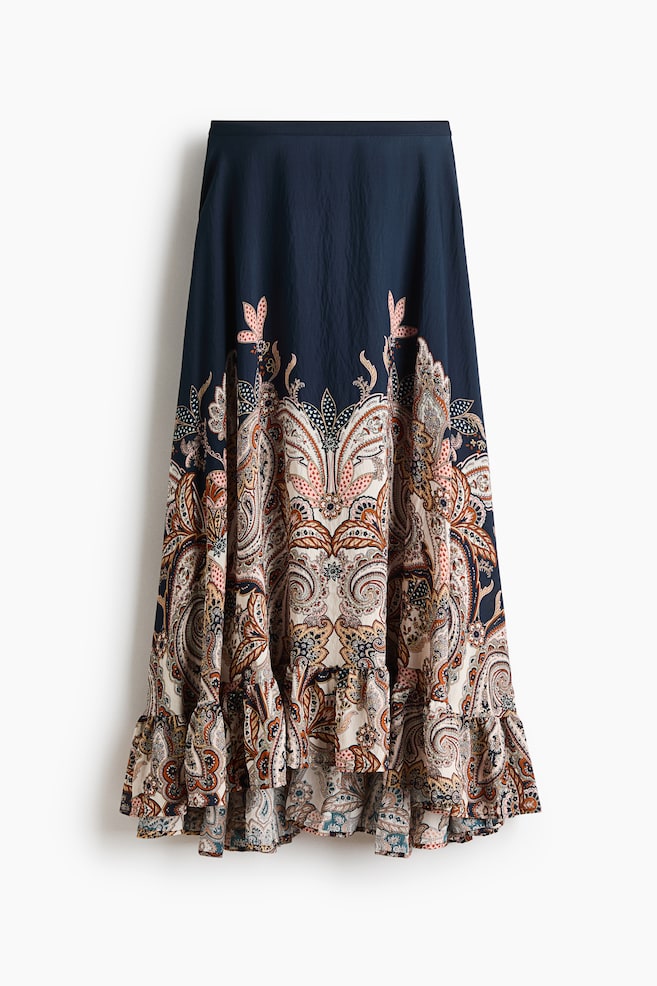 Maxirok met volant - Donkerblauw/paisleydessin - 1