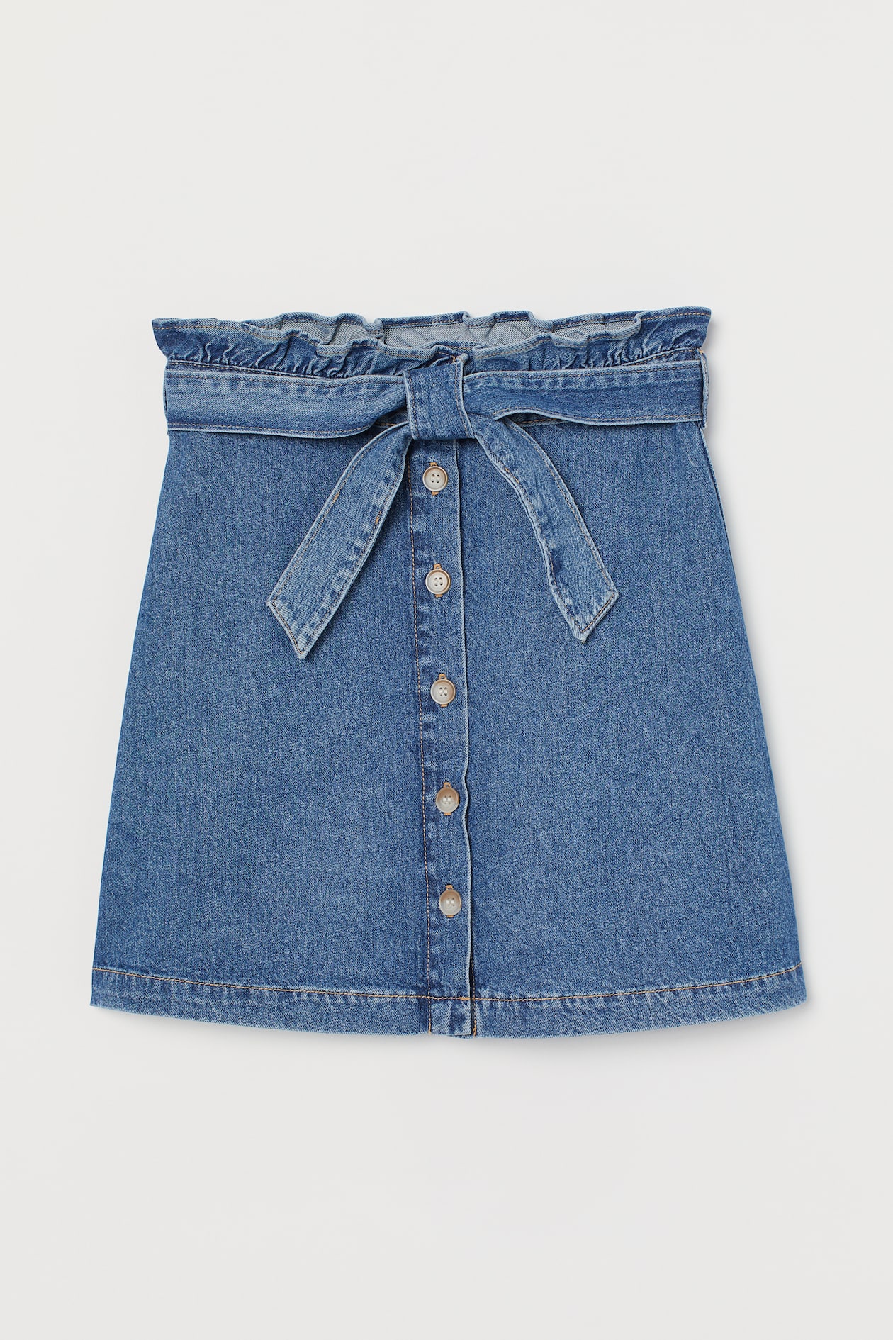 Denim Paper-bag Skirt - High waist - Short - Denim blue - Ladies | H&M US