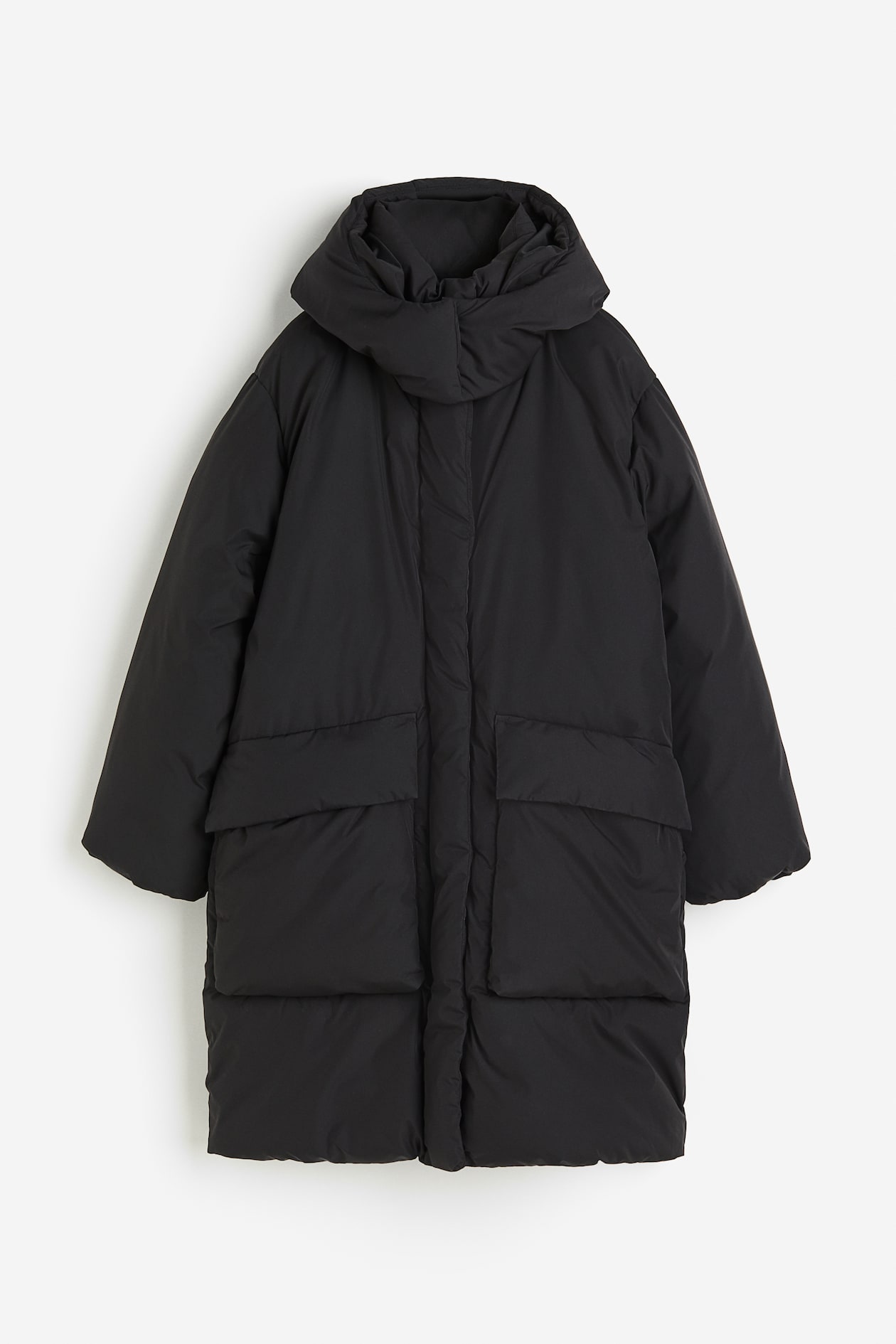 H&m Puffer Jacke Damen Lang Oversize Daunenjacke Schwarze