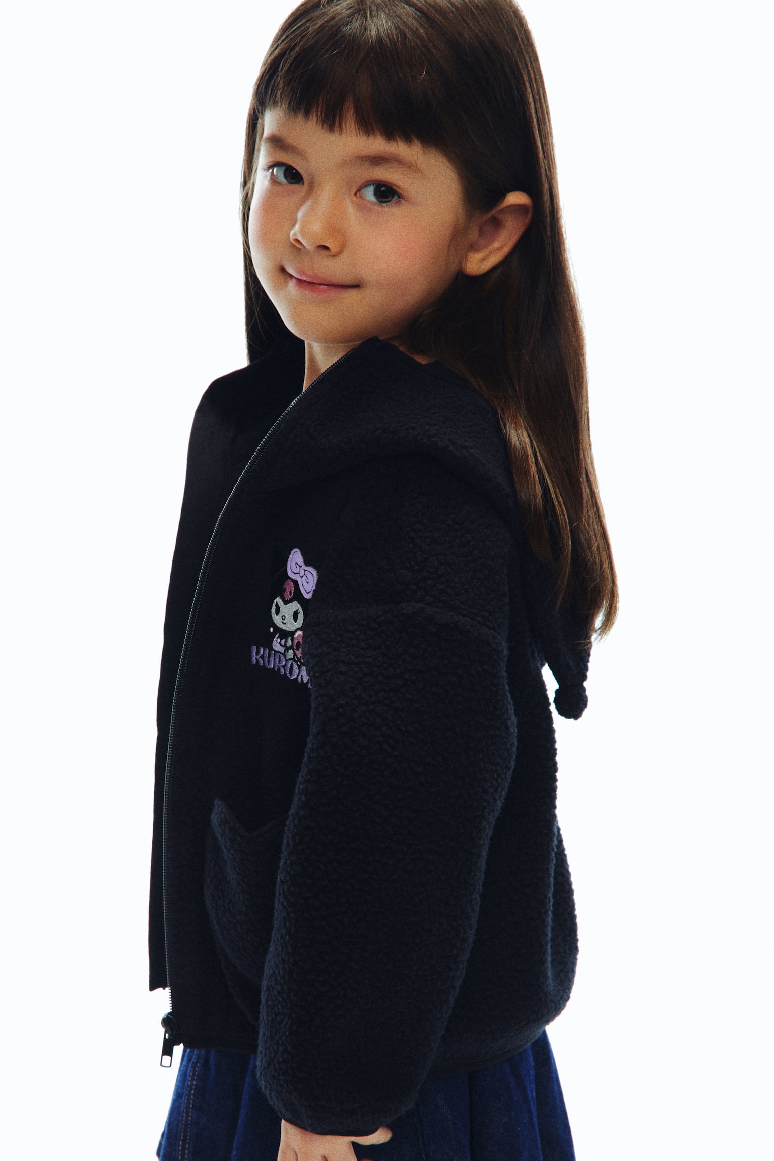 刺繍ディテール フルジップフーデッドジャケット - ブラック／クロミ/ライトブルー／シナモロール - 3