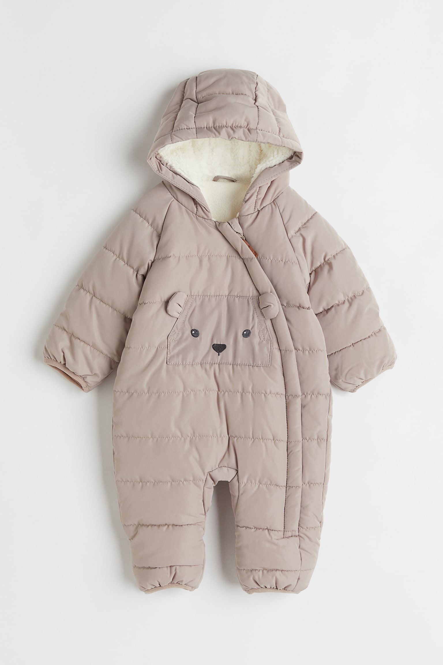 Faux Sheepskin Lined Coverall - Light greige/Bear - 1