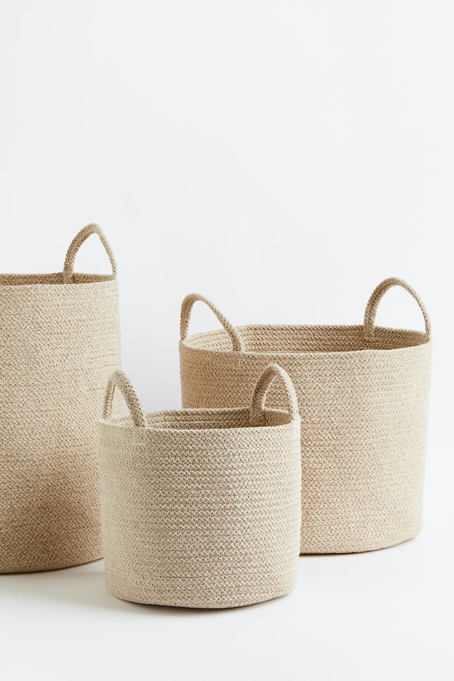 Cotton storage basket - Light beige/Brown - 2