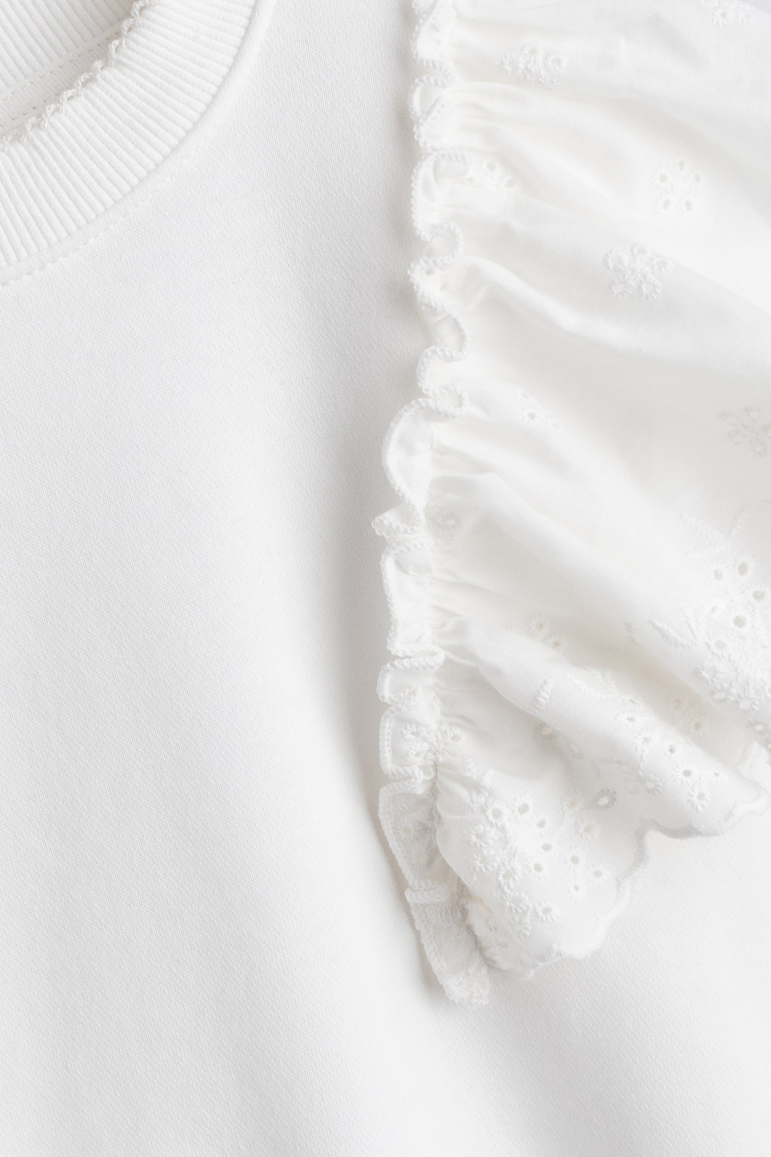 Áo nỉ viền diềm nhún - Màu trắng/Màu xanh bạc hà - 5