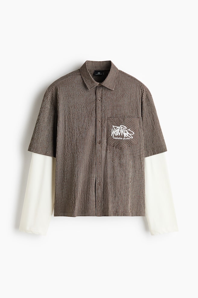 Camisa Relaxed Fit de capas - Café oscuro/Cuadros - 1