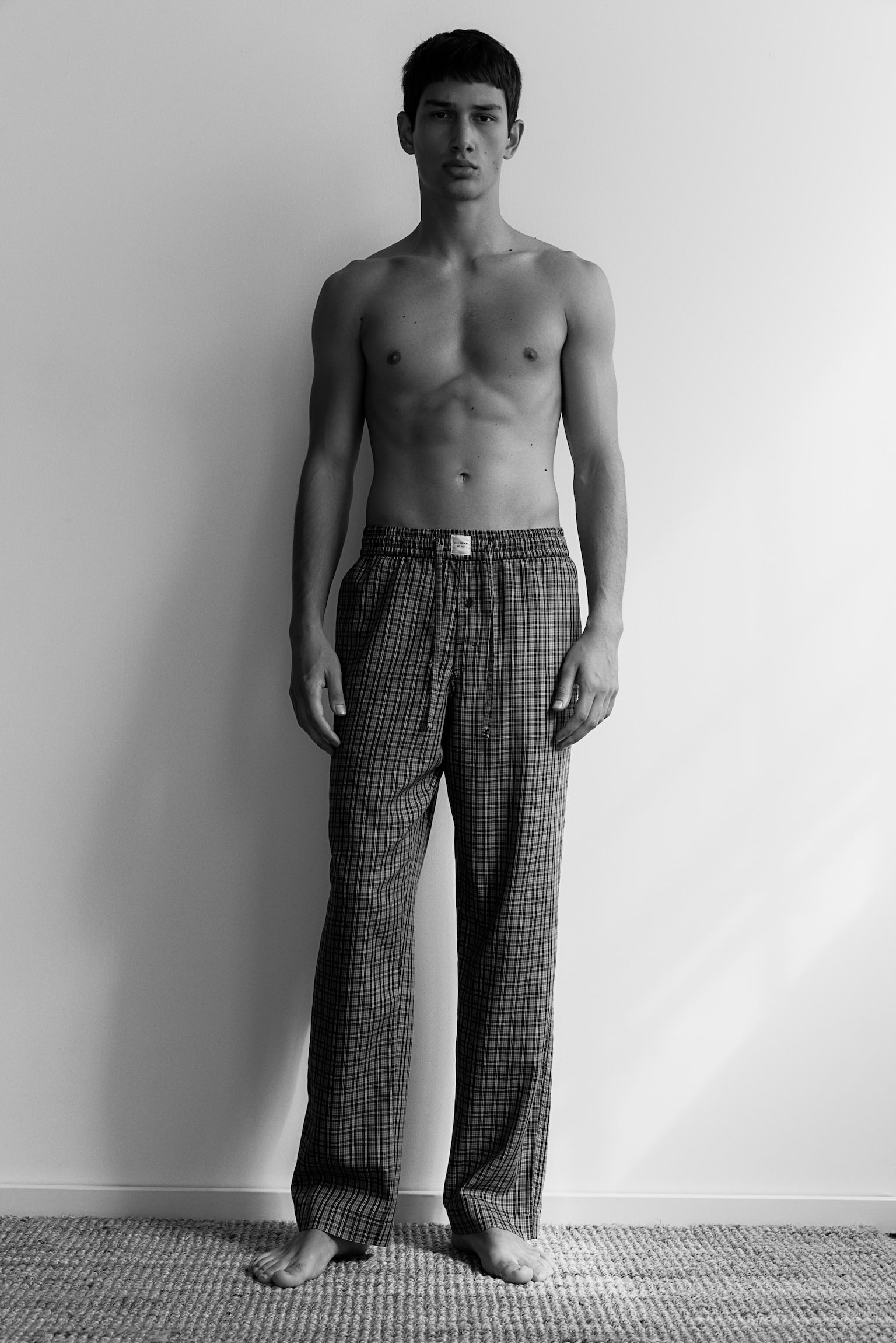 Lyocell-blend pyjama bottoms - Dark grey/Checked/Light grey/Checked - 5