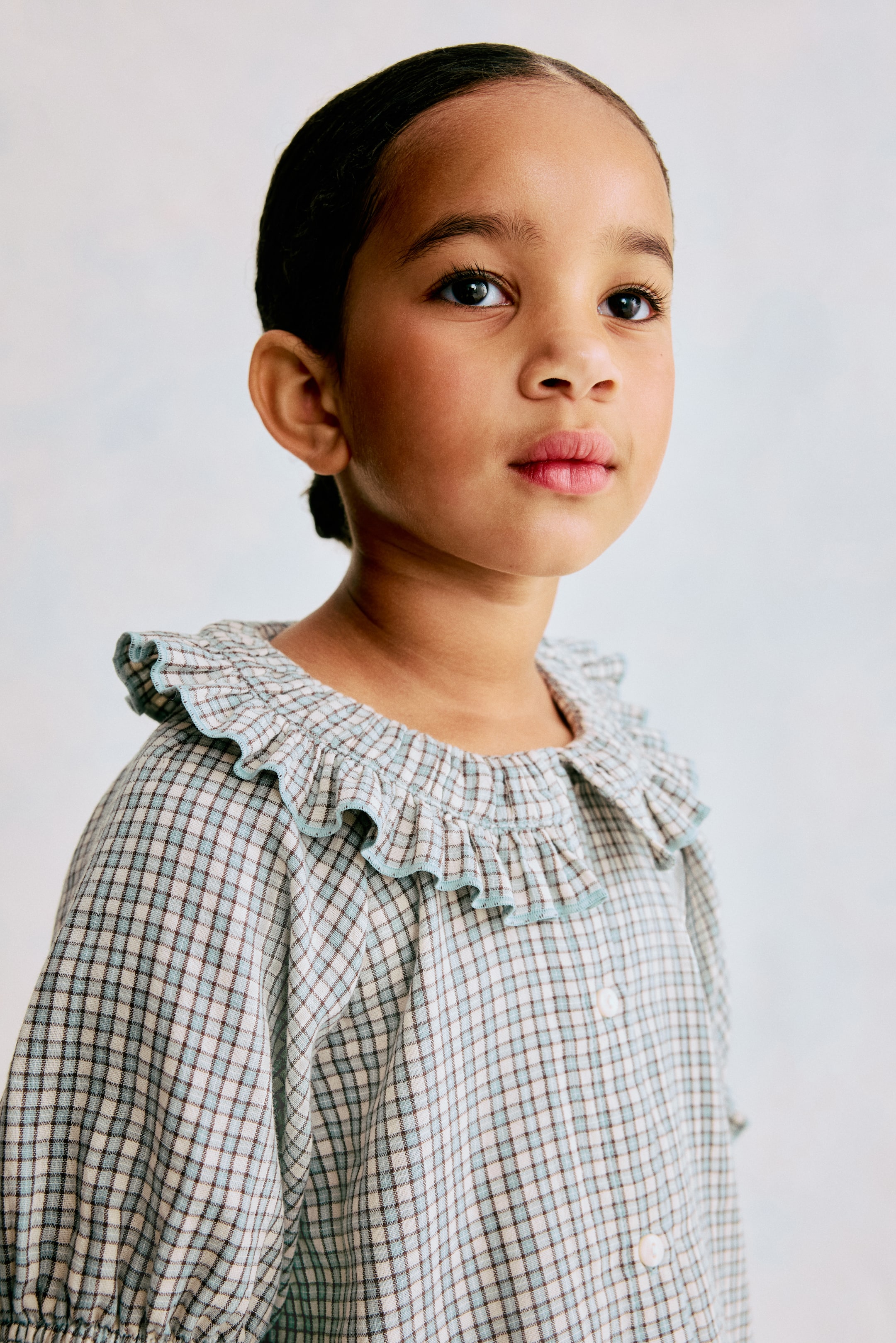 Ruffle-Collar Cotton Blouse