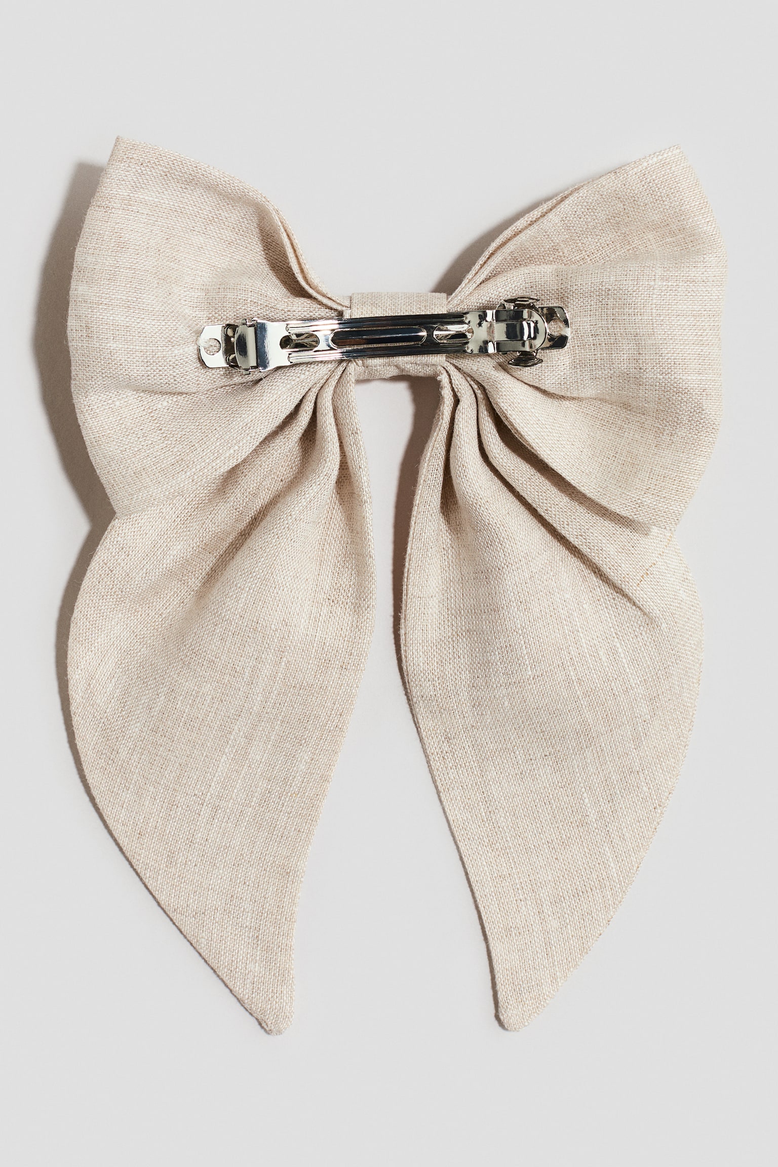 Приколка для волосся із лляним бантом - Світло-бежевий - 2