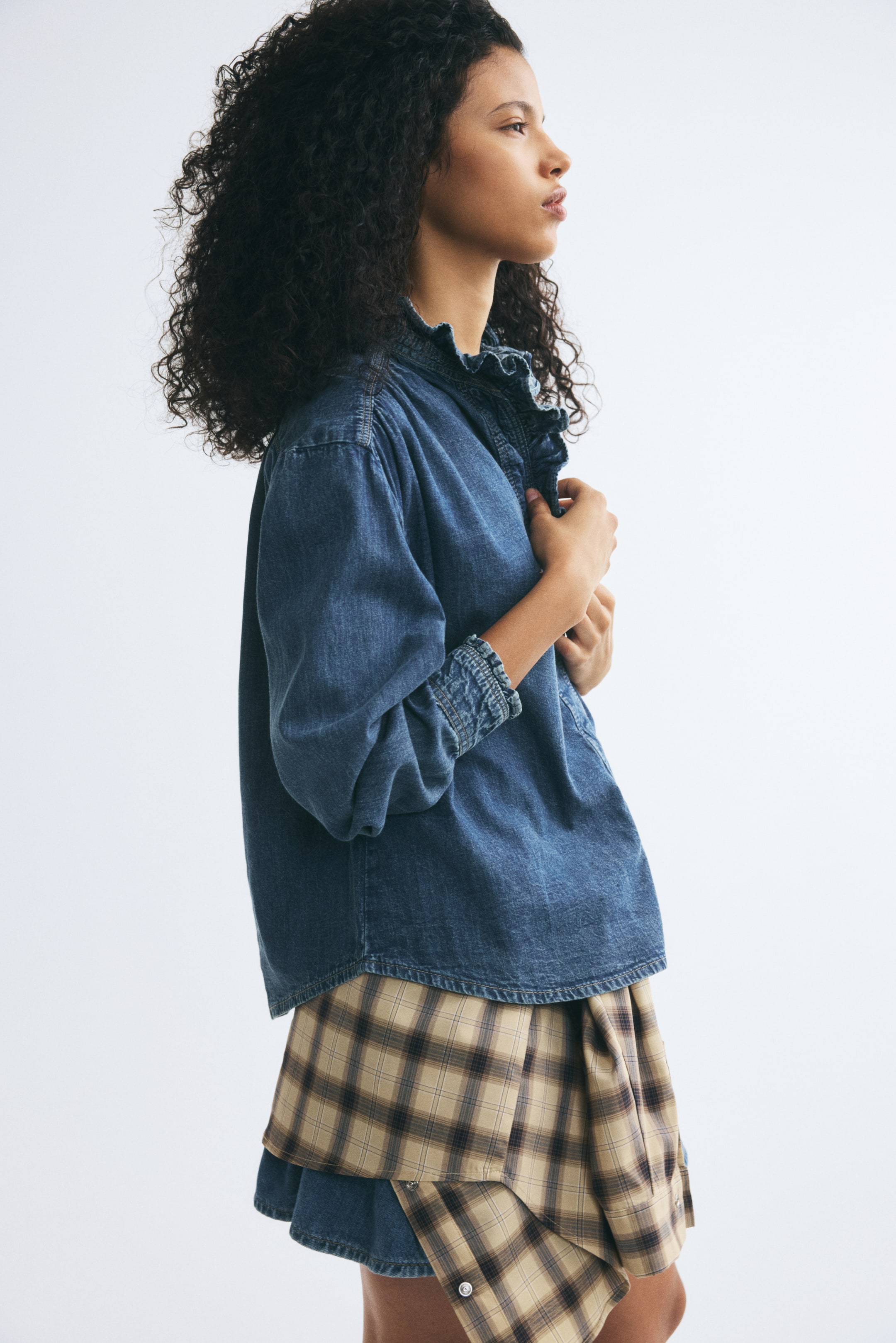 Blouse à volants plissés