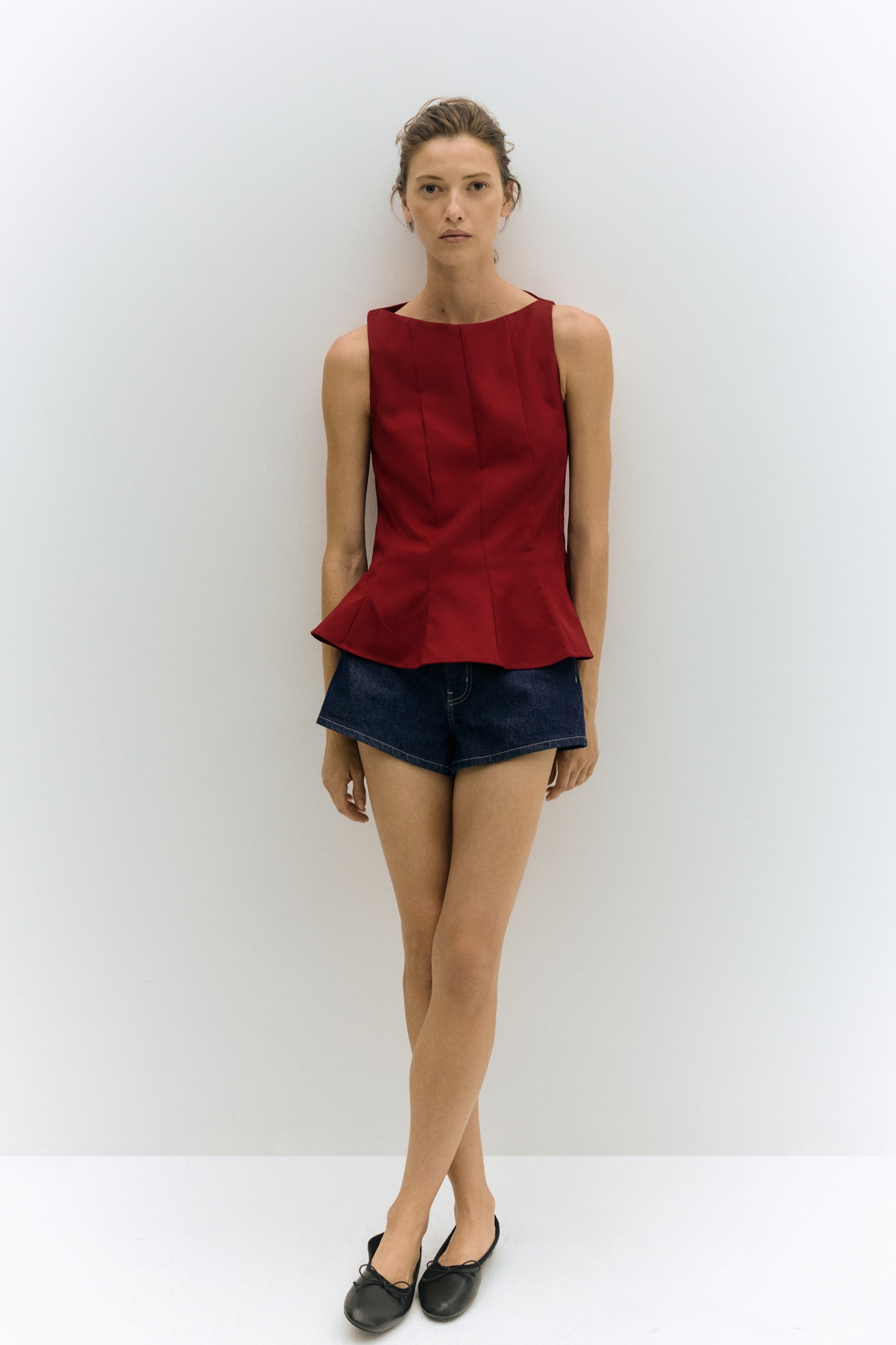 View larger image: Sleeveless Peplum Top - Dark red - Ladies | H&M US 2