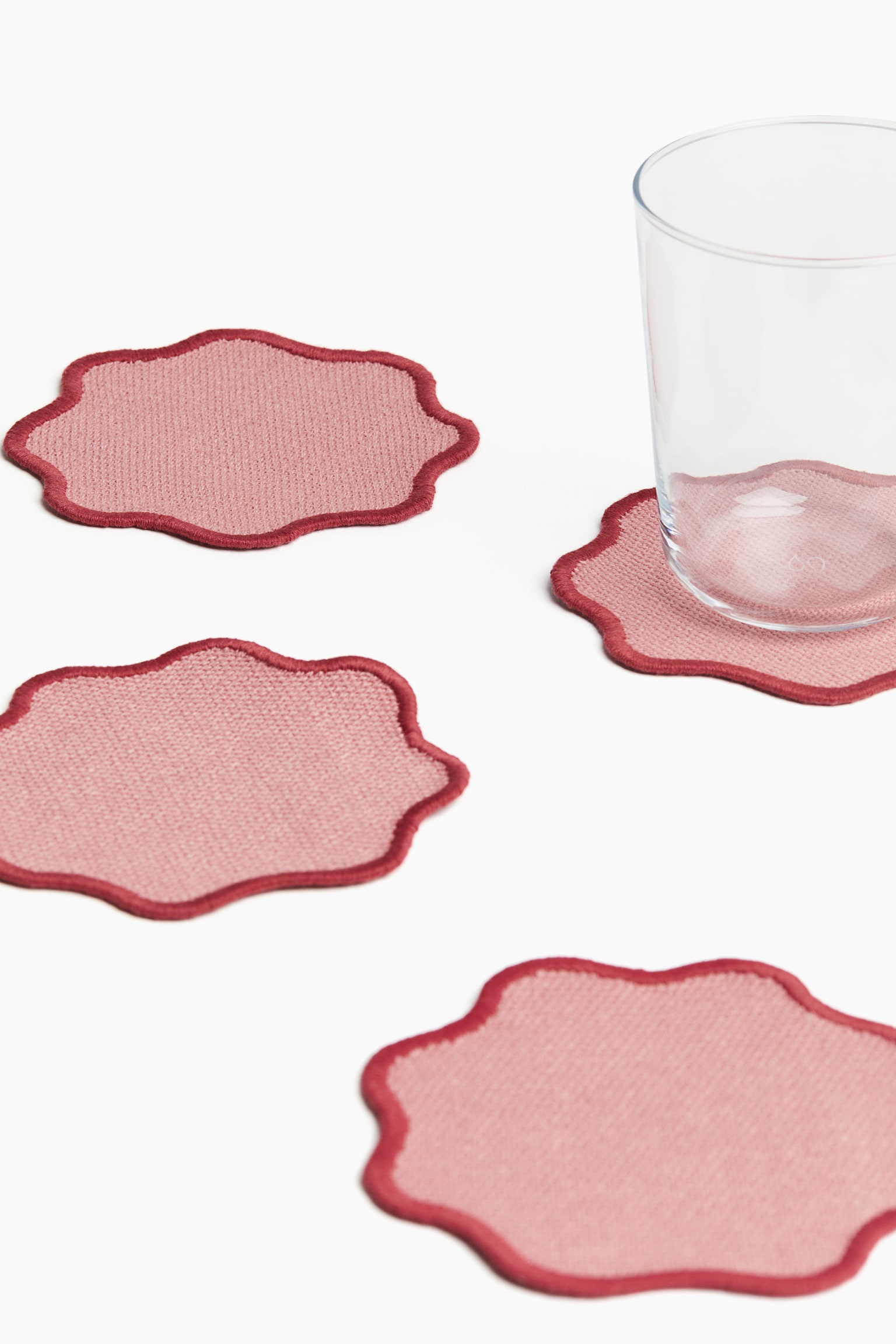 4-pack scallop-edged coasters - Pink - 3