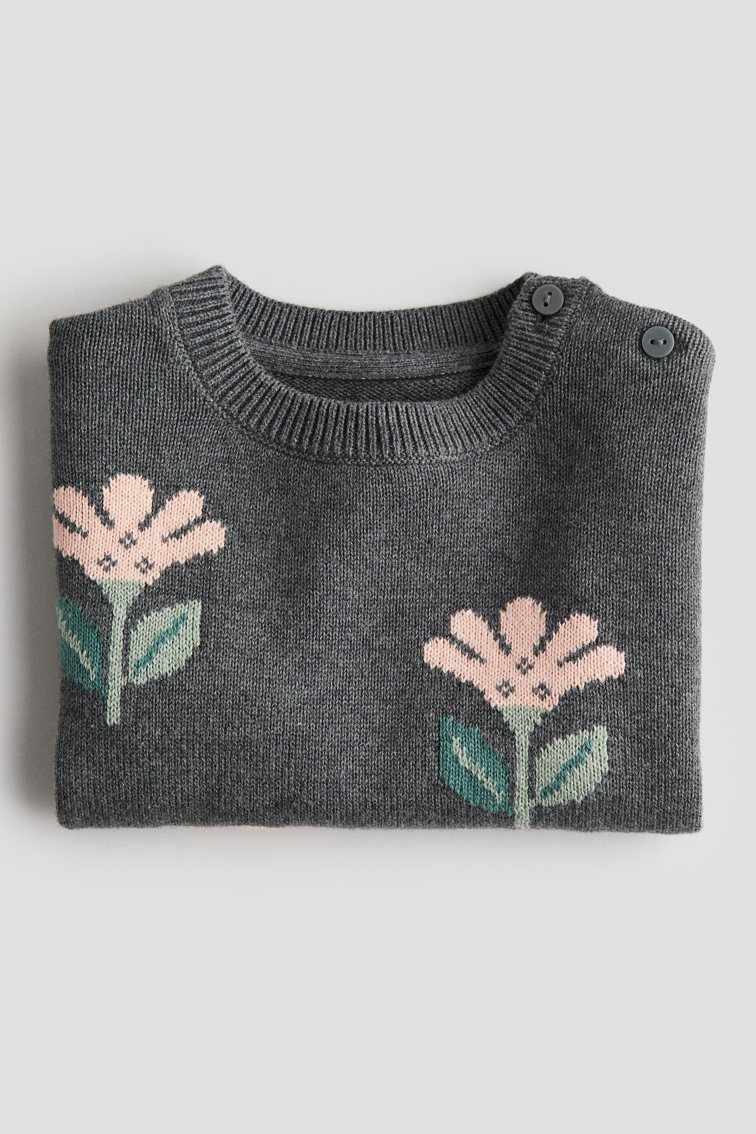 Jacquard-knit jumper - Dark grey/Flowers/Light grey/Bunny/Red/Bow - 2