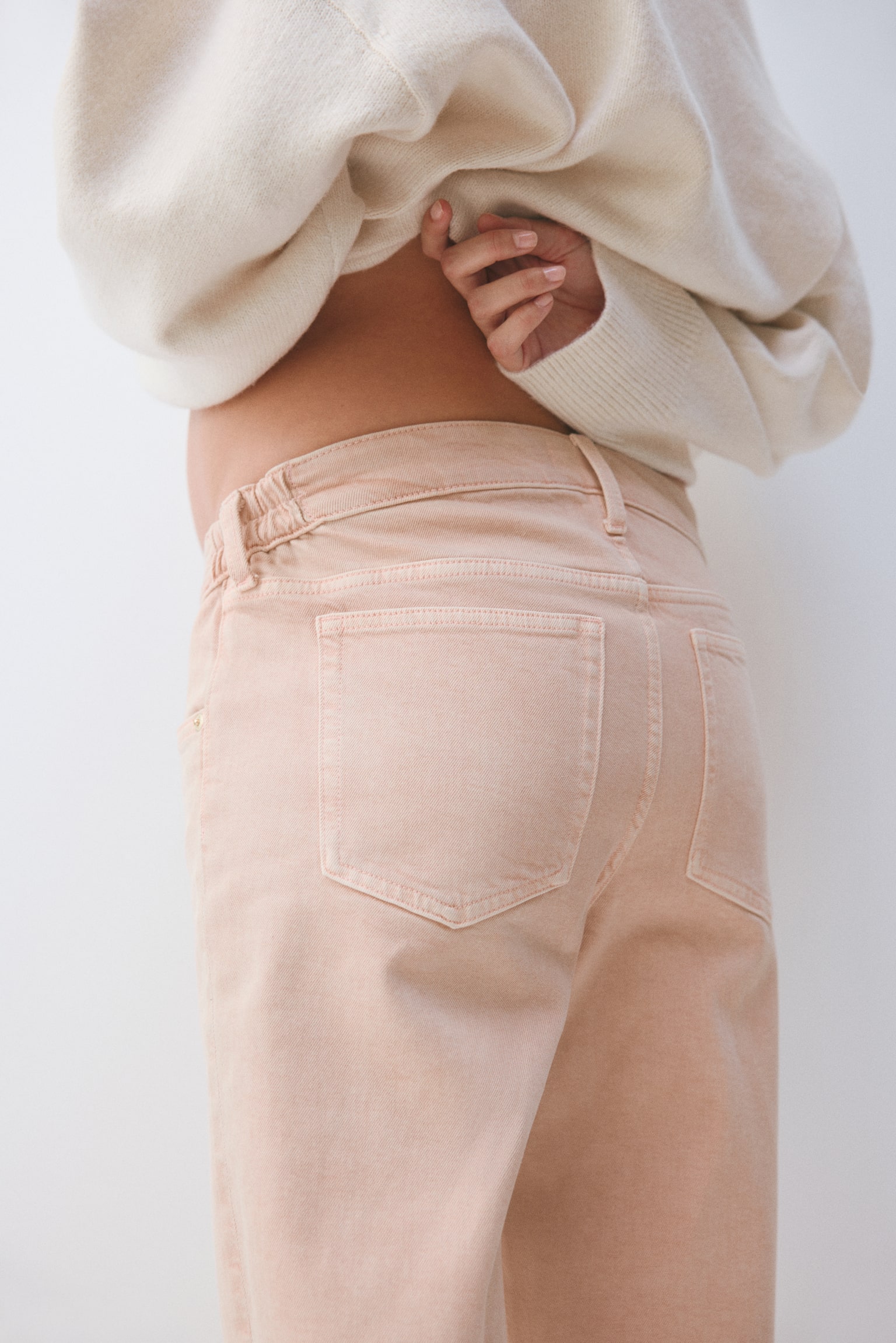 MAMA Before & After wide jeans - ורוד פודרה/כחול ג'ינס בהיר/אפור כהה - 6