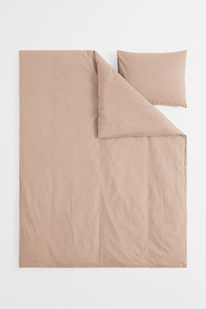 Enkelt sengesæt i bomuld - Mørk beige/Hvid/Salviegrøn/Dueblå/dc/dc/dc - 3