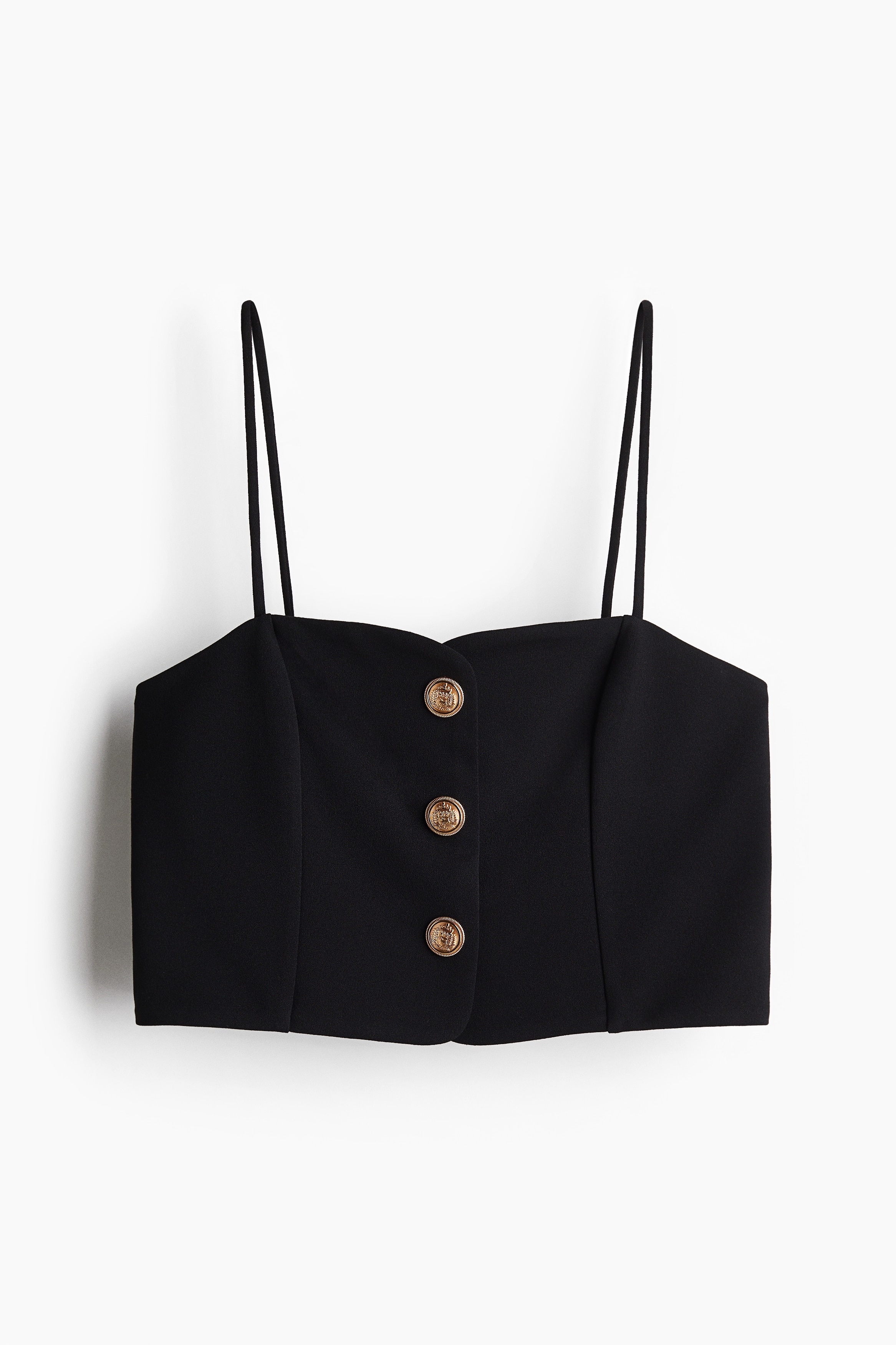 Cropped strappy top - Black/White/Dark brown