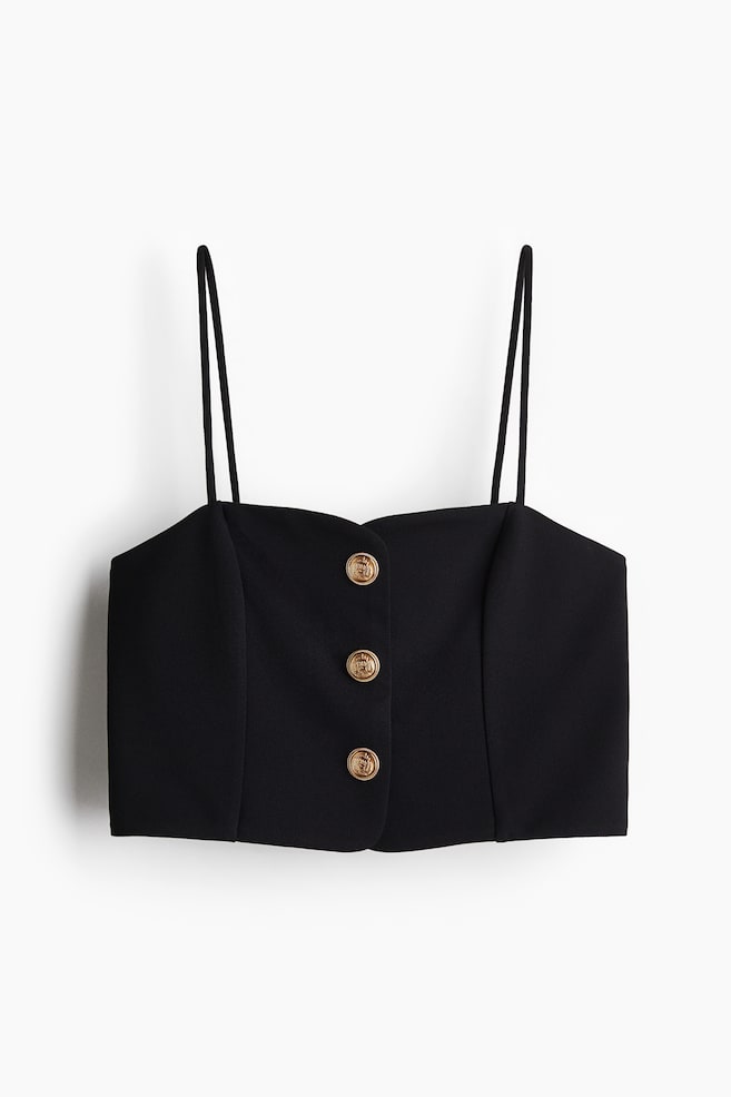 Top cropped con tirantes espagueti - Negro - 1