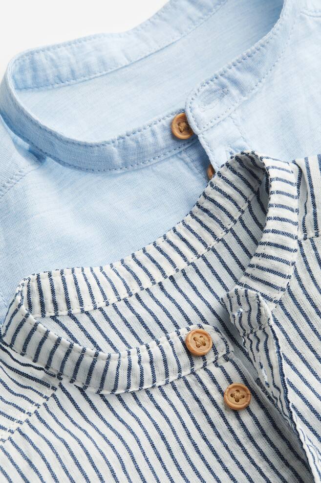 2-pack cotton grandad shirts - Dark blue/Striped - 2