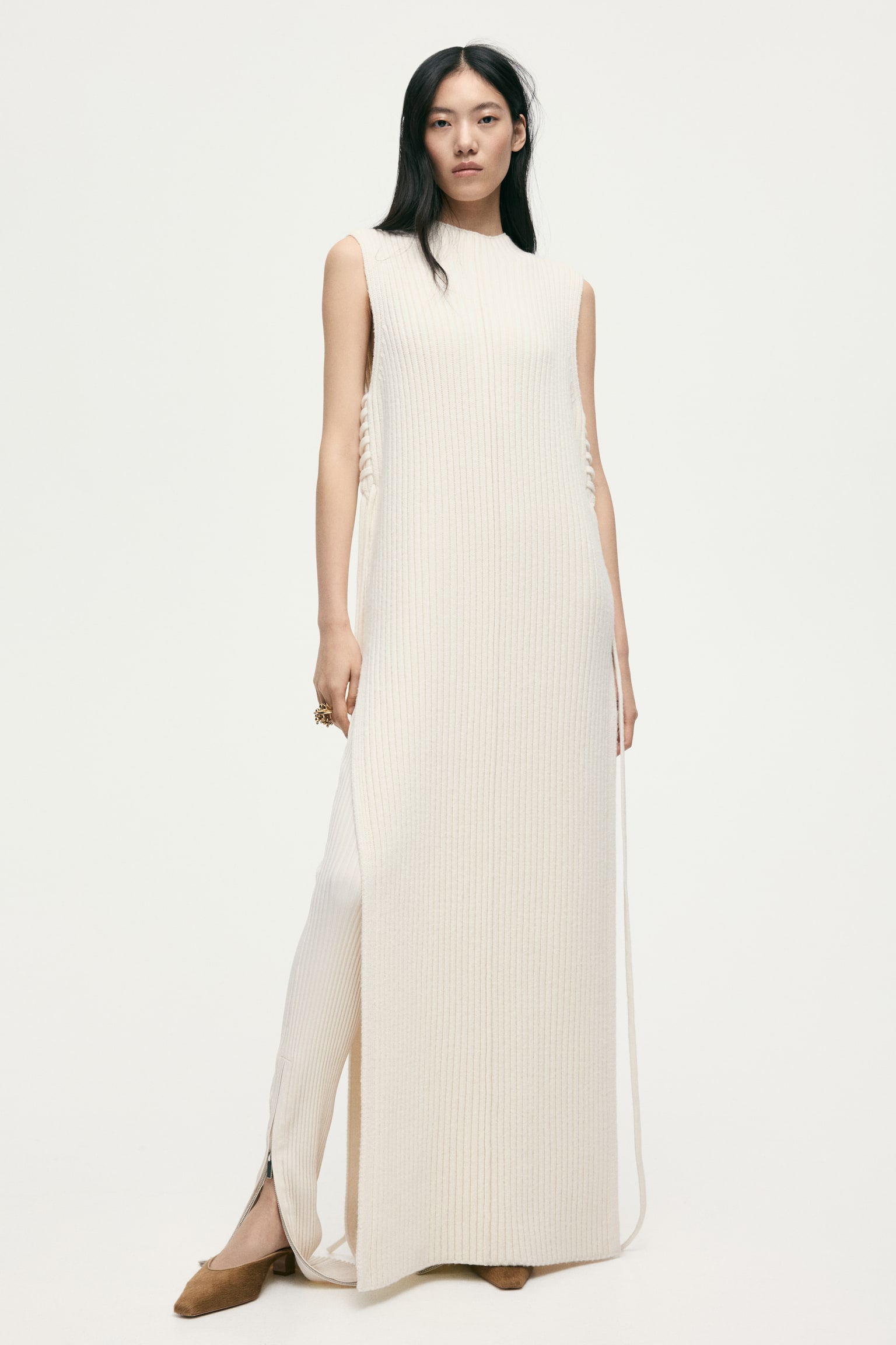 ウールリブニットプルオーバーベスト - ホワイト - 5