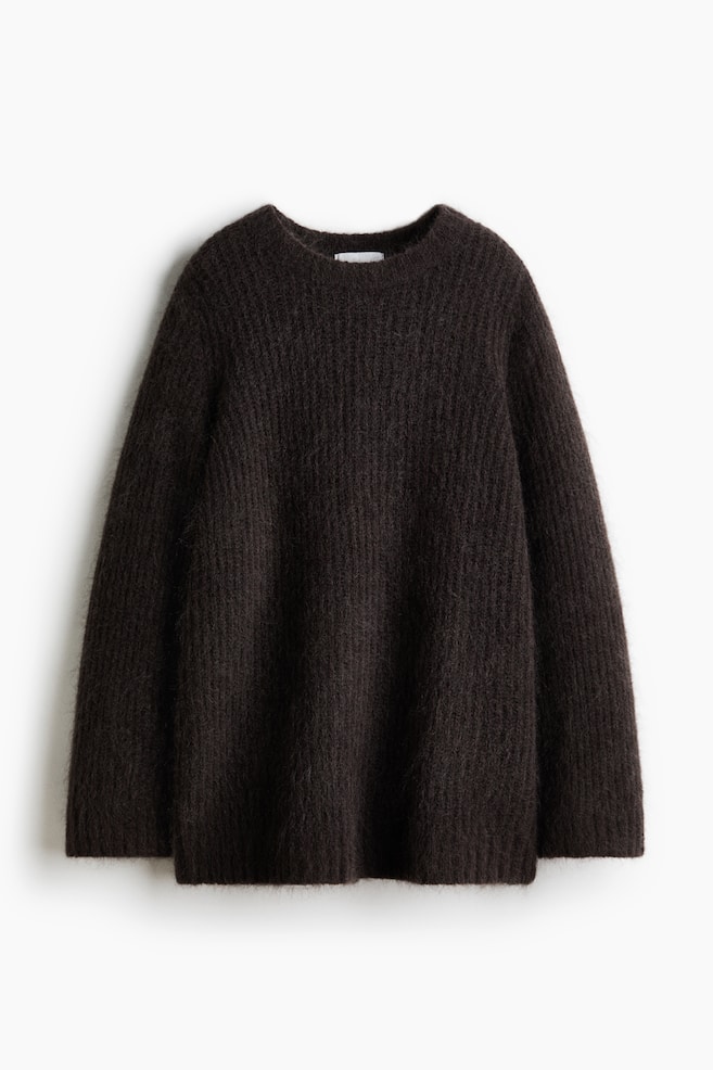 Pullover in misto mohair - Marrone scuro - 1