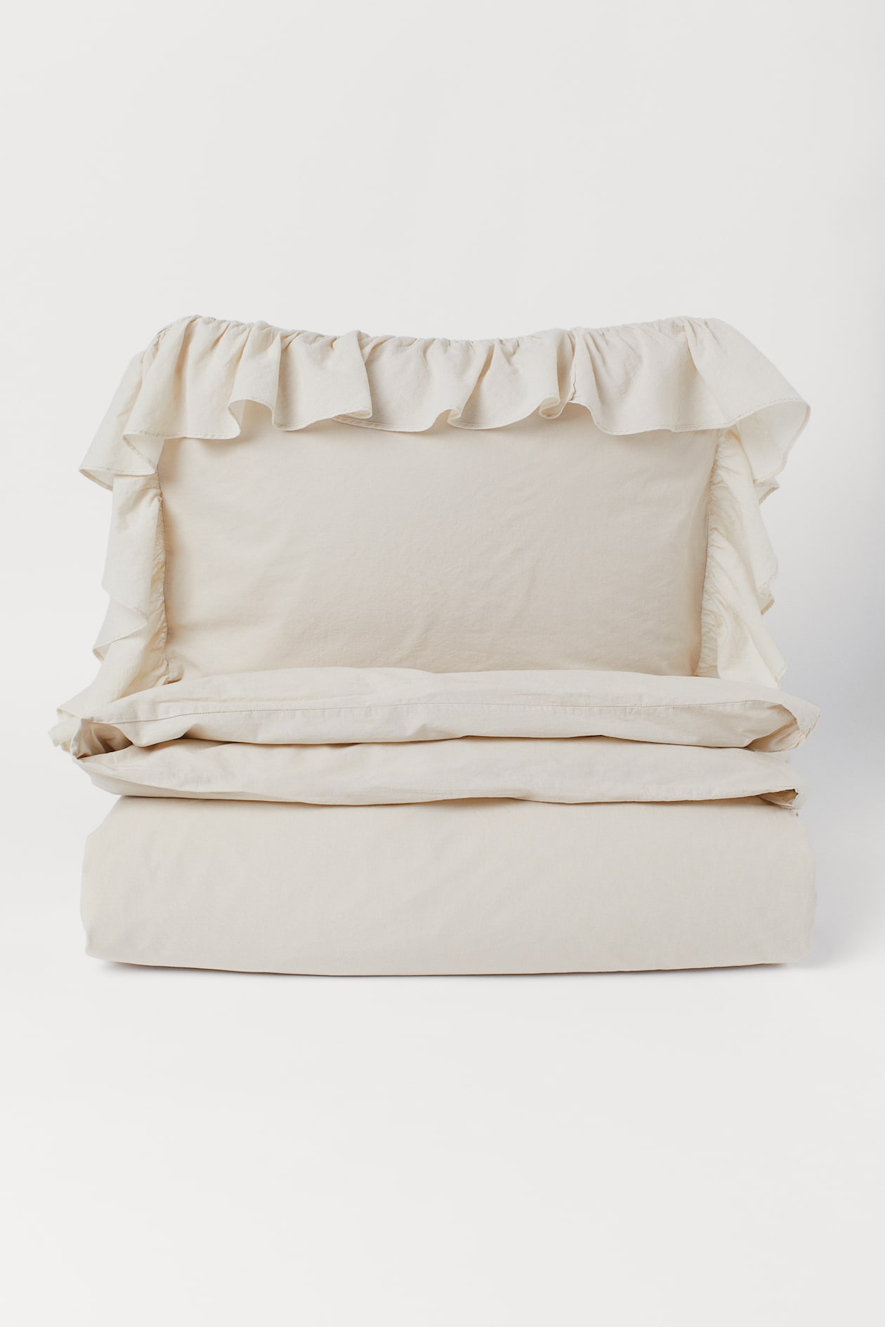 Flouncetrim duvet cover set Light beige Home All H&M GB