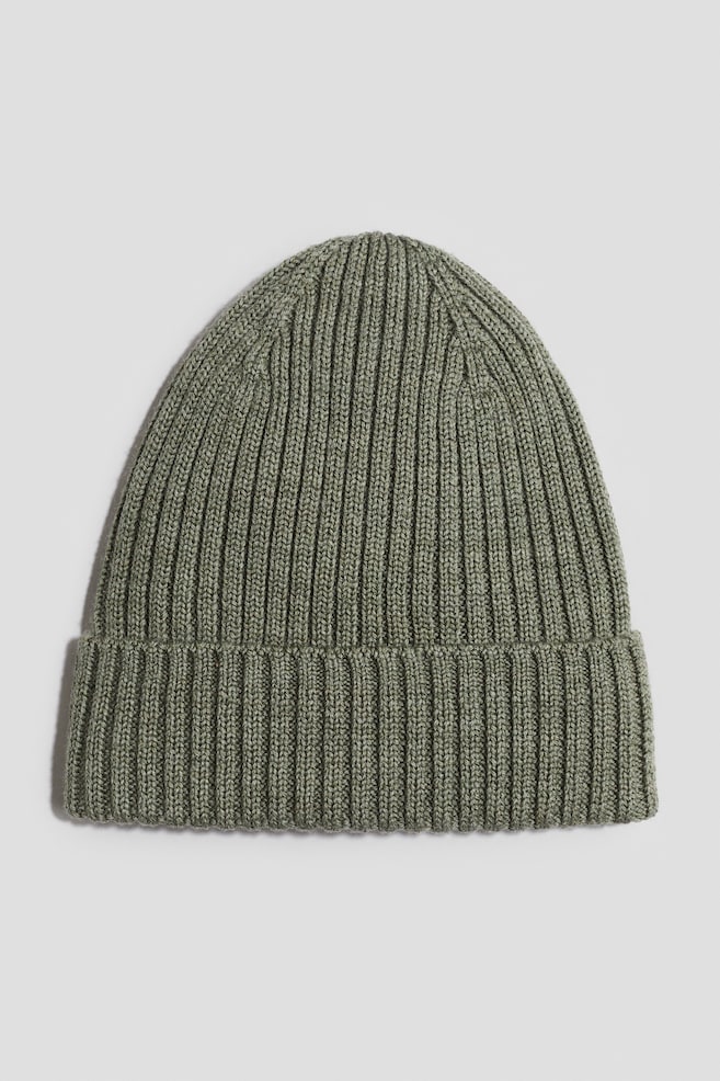 Wool beanie - Khaki green/Bright blue/Light beige - 1