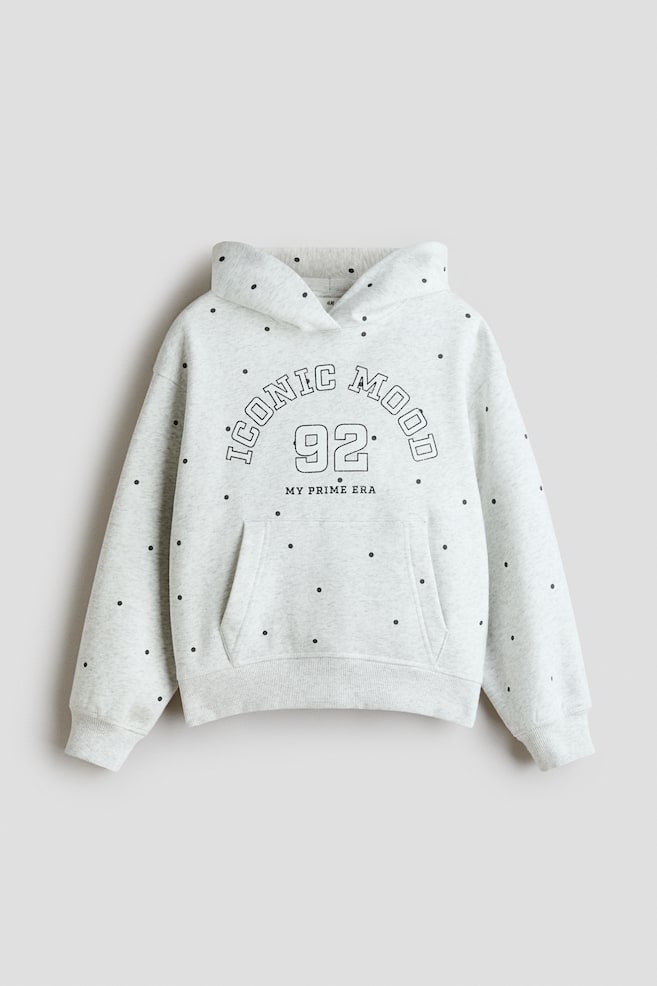 Oversized printed hoodie - Light gray melange/Iconic Mood/Ivory/Le Weekend - 1