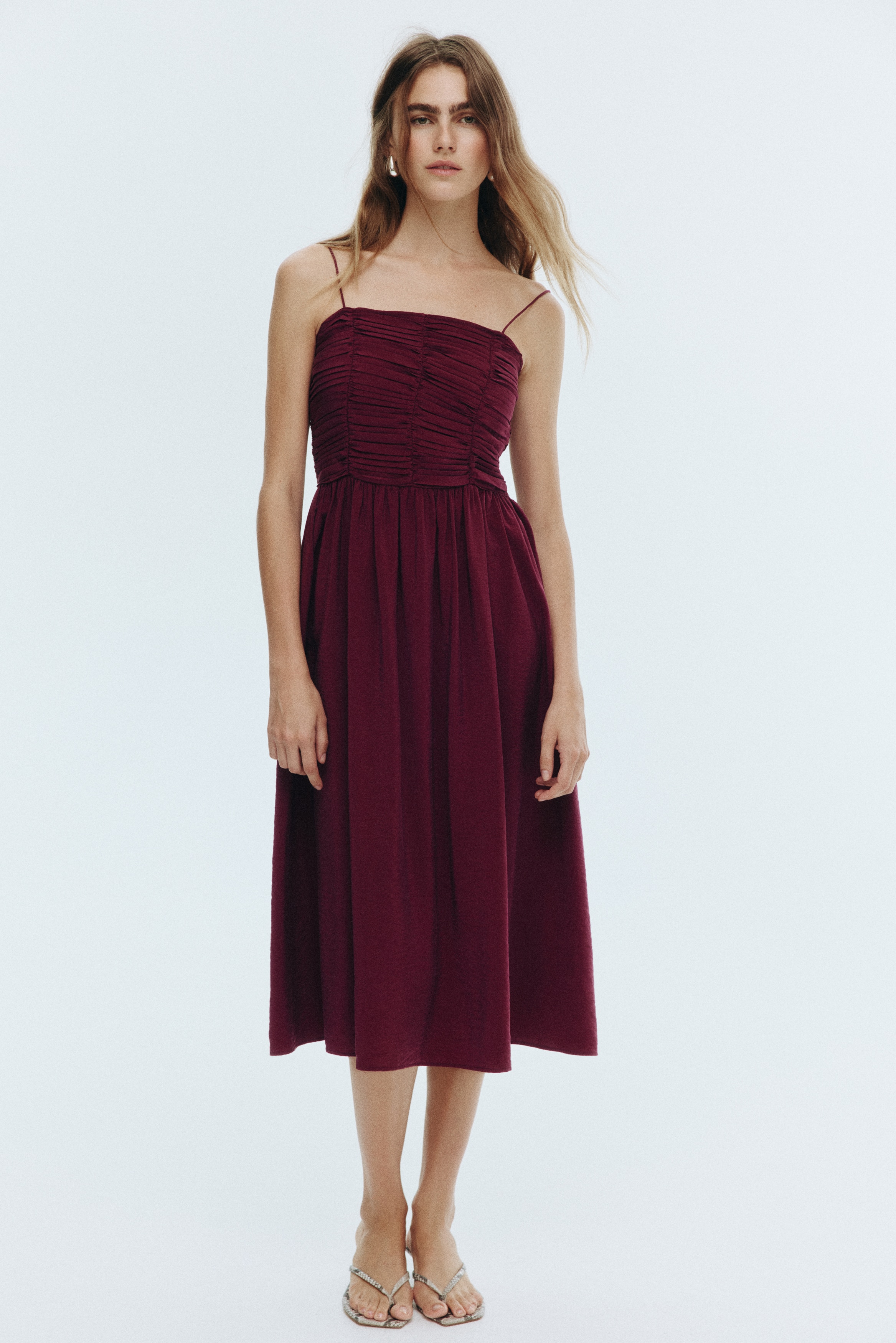 Smocked-bodice strappy dress