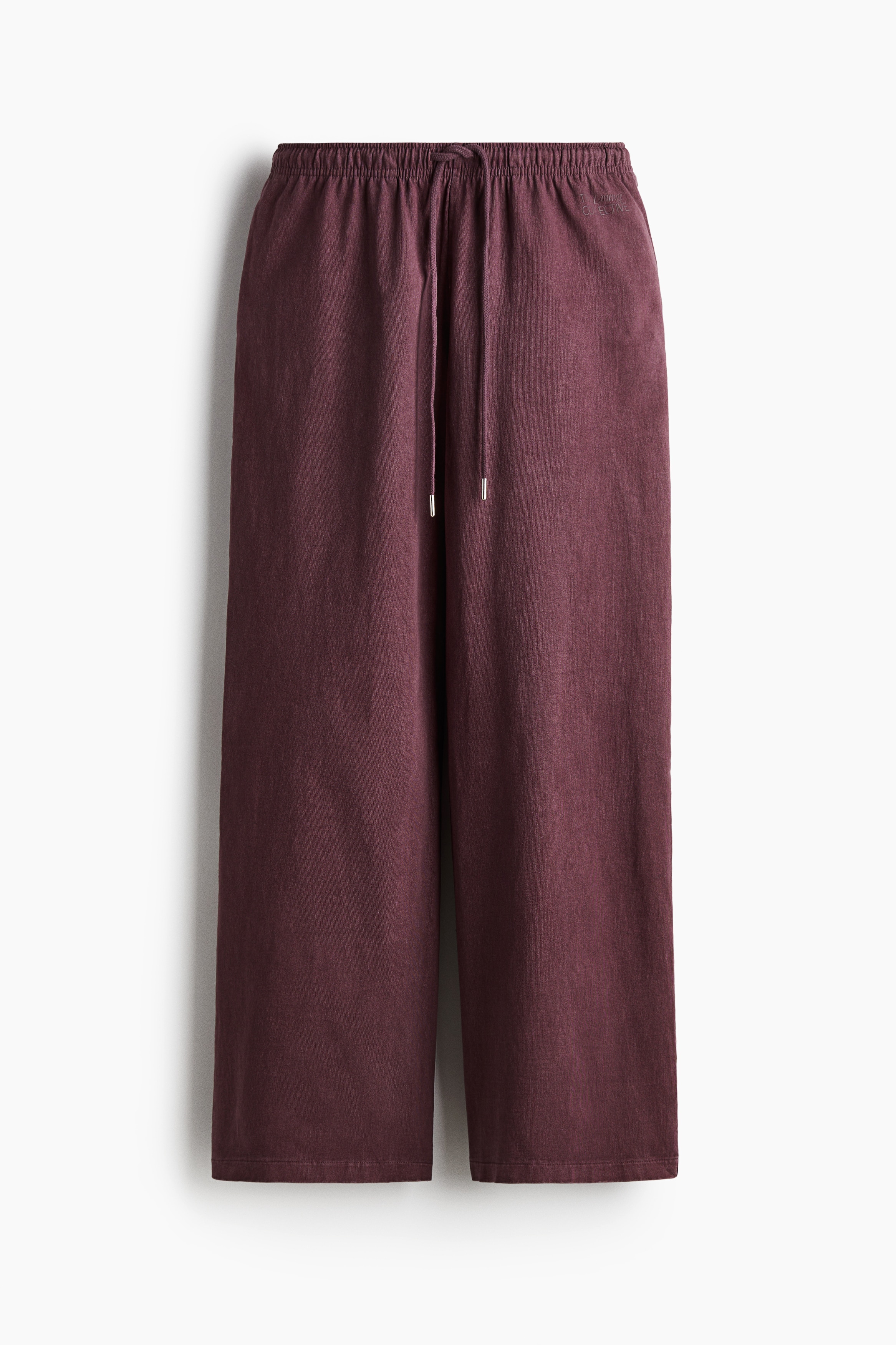 Bukser i bomuld med vasket look - Vinrød/Støvet rosa