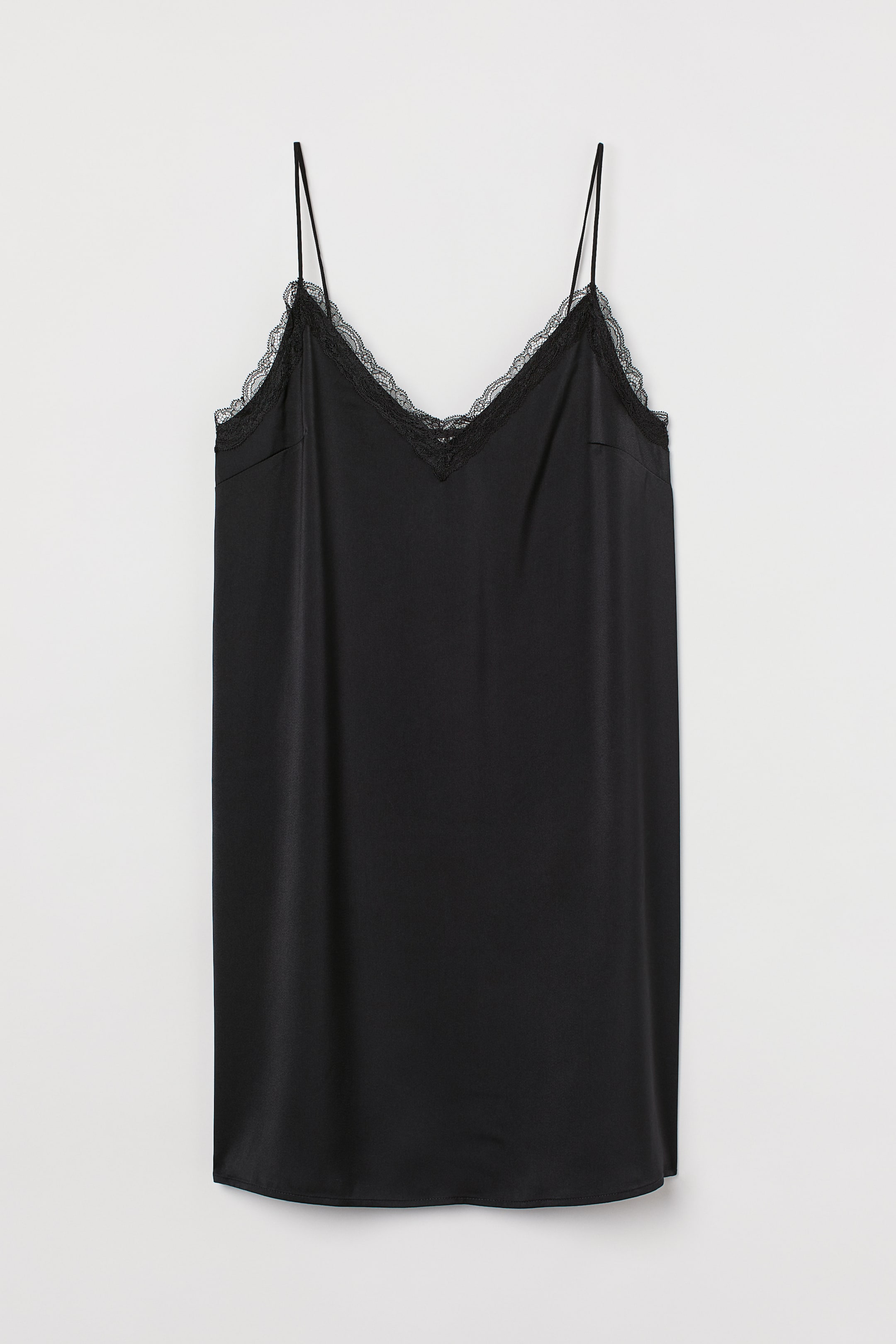 Satin Slip Dress - Black - Ladies | H&M US