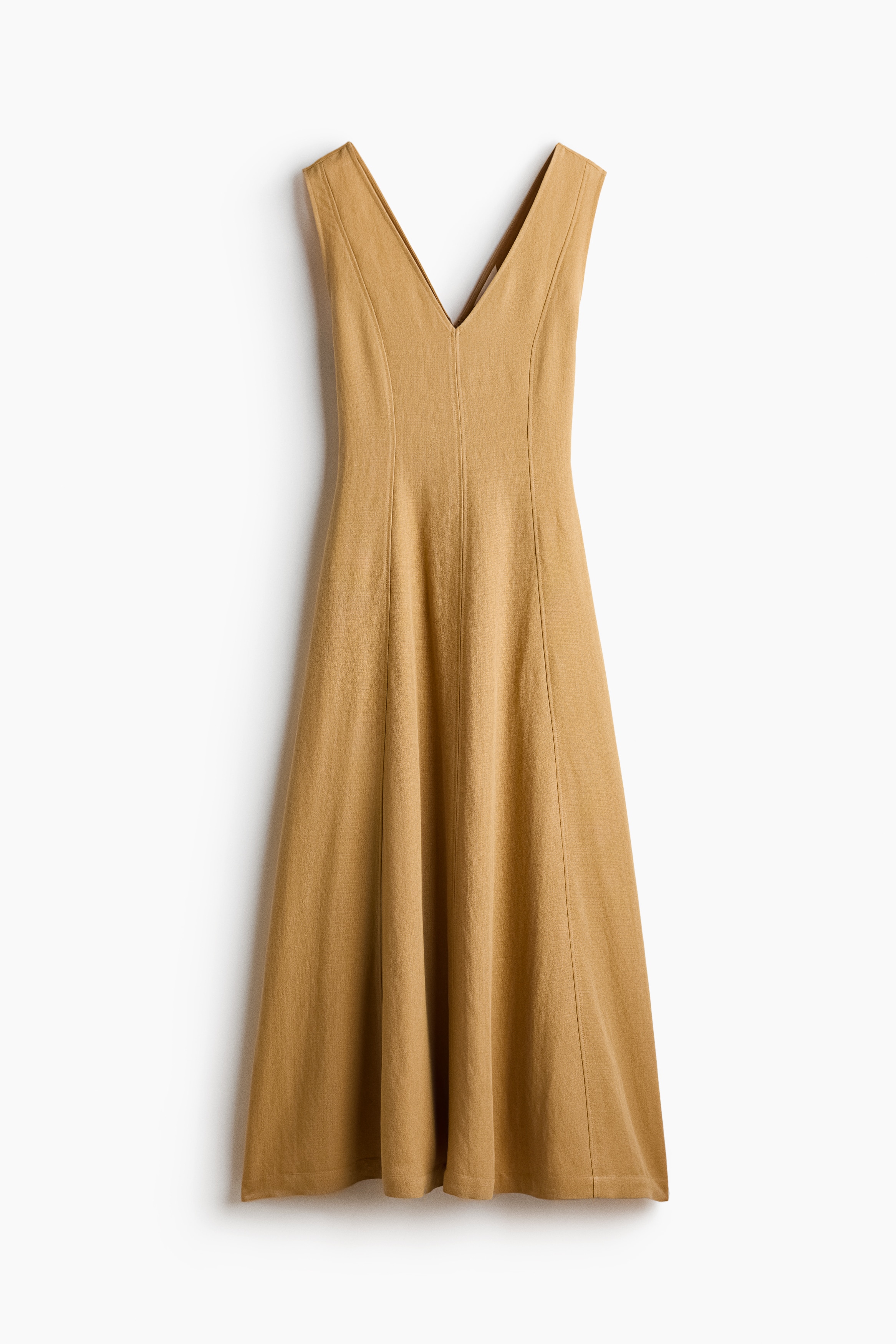 Viscose-Blend Dress with Flared Skirt - Dark beige