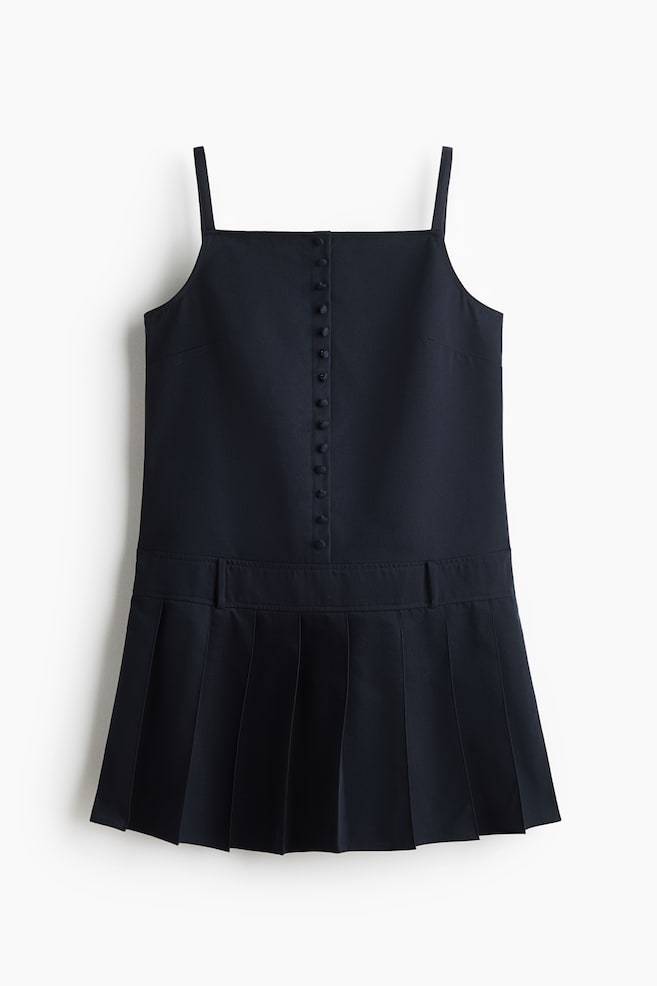 Pleated-skirt dress - Navy blue/Beige - 1