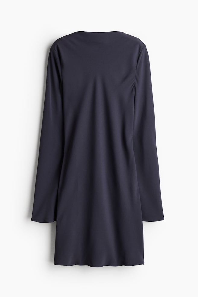 Cowl-back dress - Navy blue/Light pink - 1