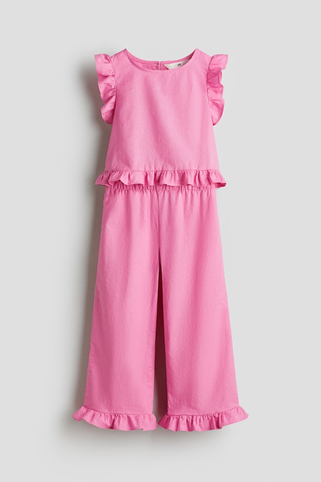 2-piece linen-blend set - Pink - 1