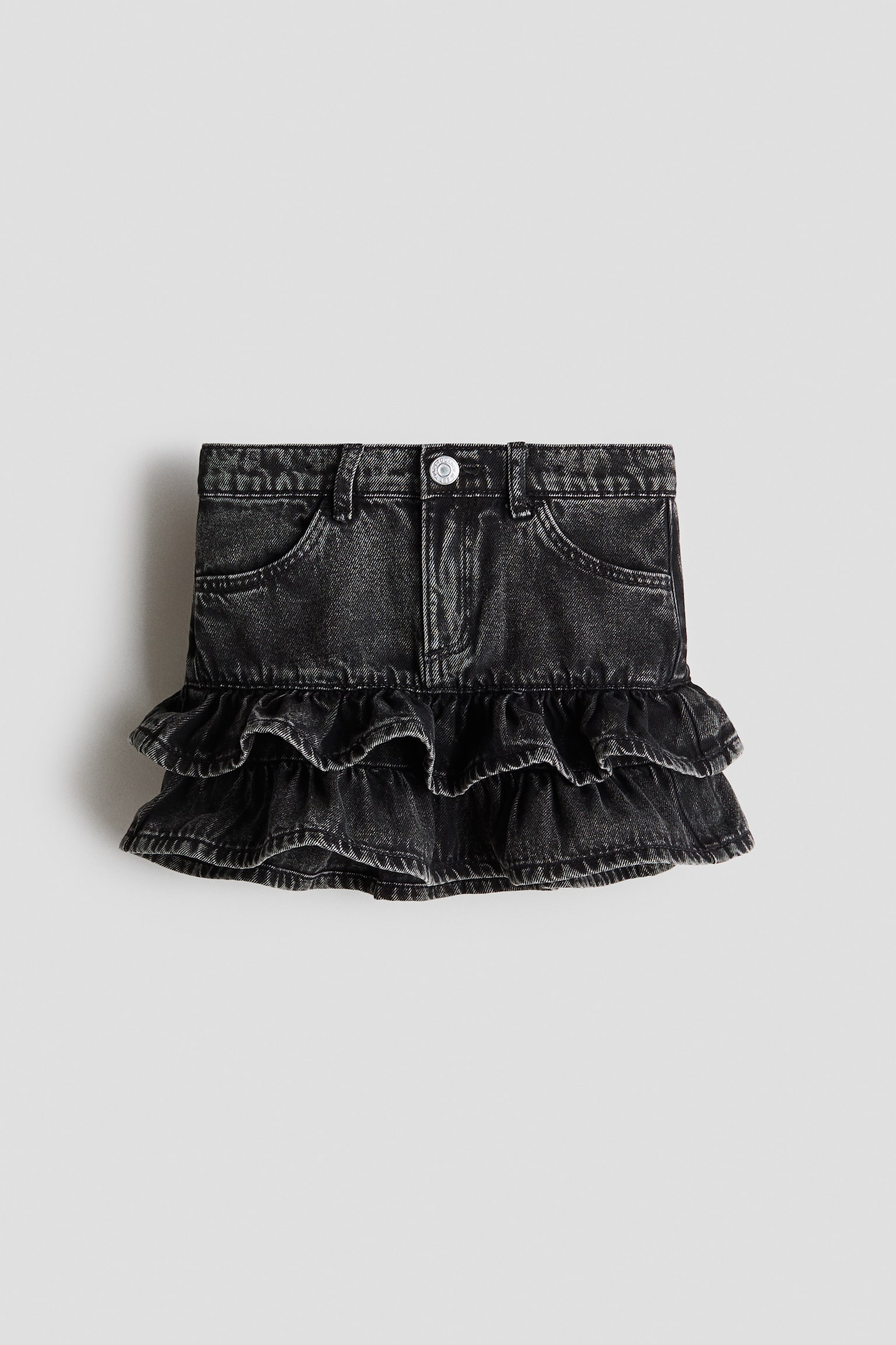 Denim frill skirt - Washed denim black/Denim blue - 1
