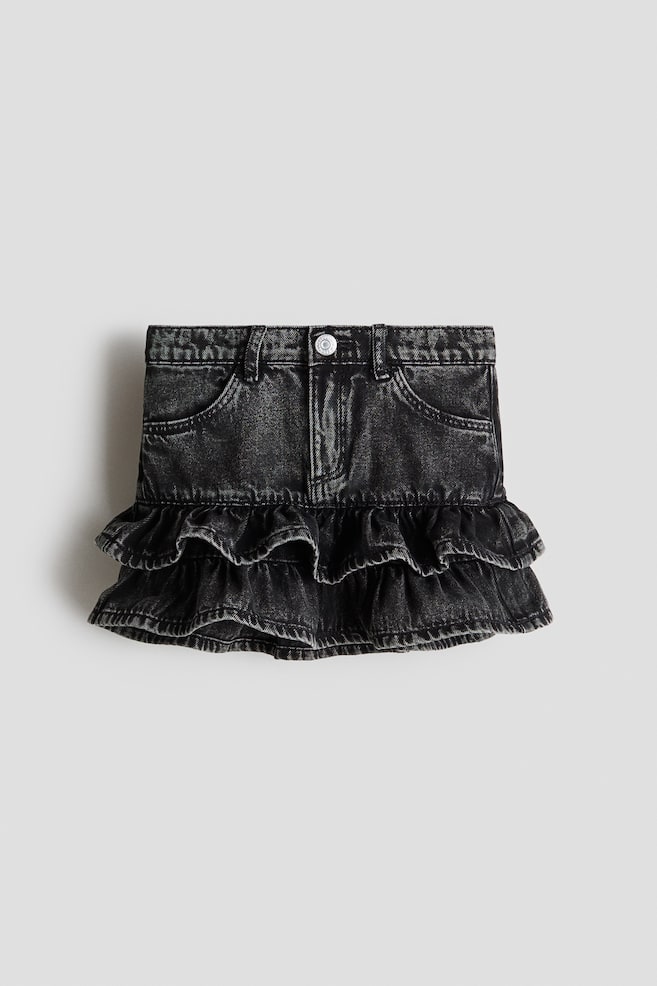 Denim Ruffle Skirt - Washed denim black/Denim blue - 1